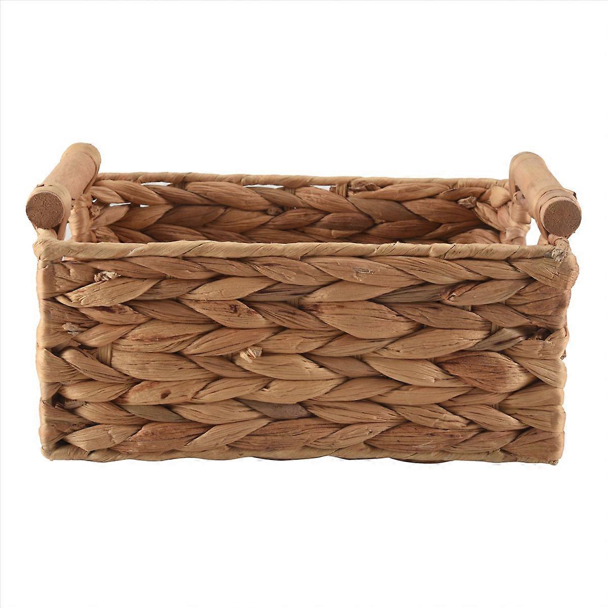 Small Wicker Baskets for Organizing Bathroom, with Wooden Handle