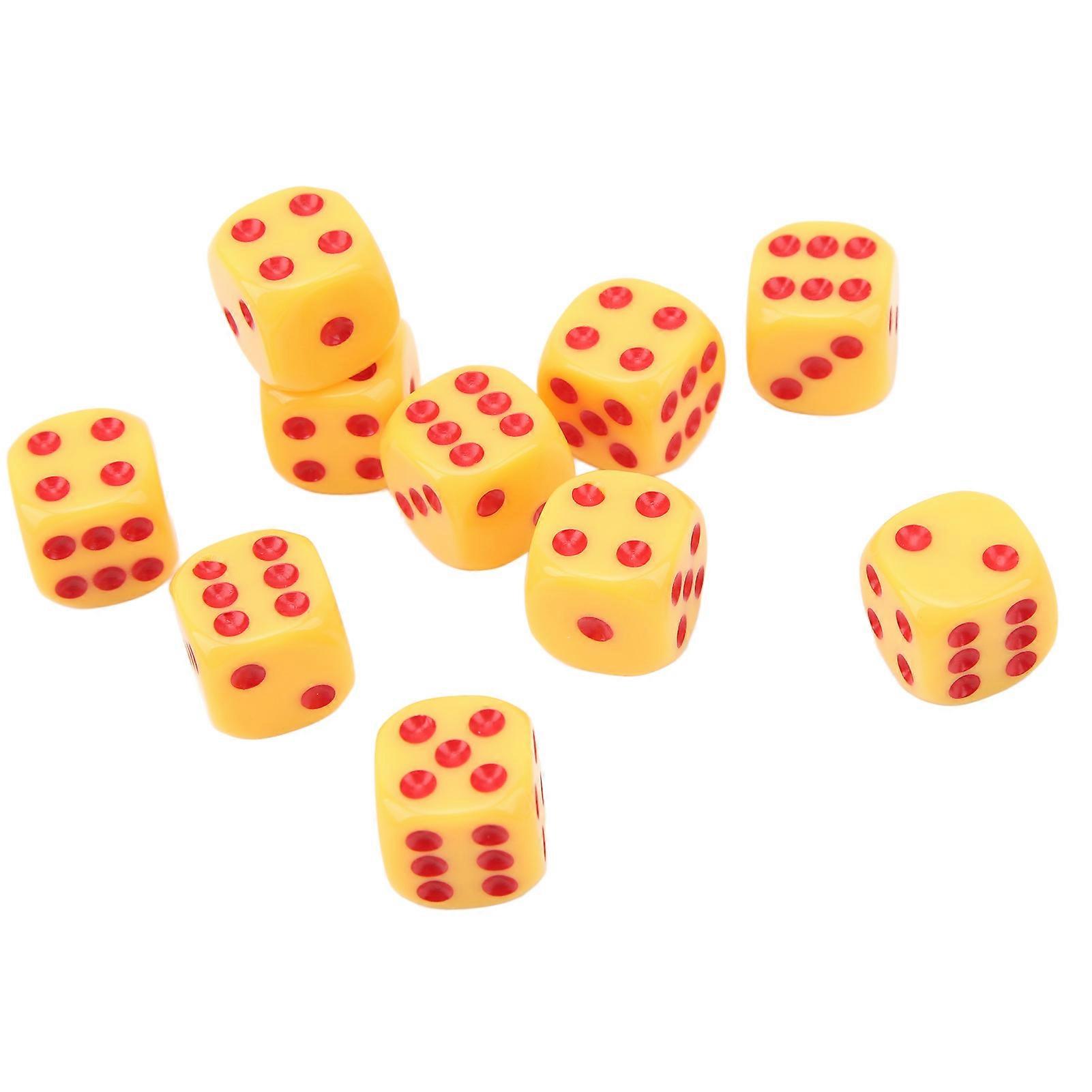20Pcs 16mm Rounded Corner Dice 6 Sided Game Dice Set for Table Board Games Math Games Yellow Red Dots 