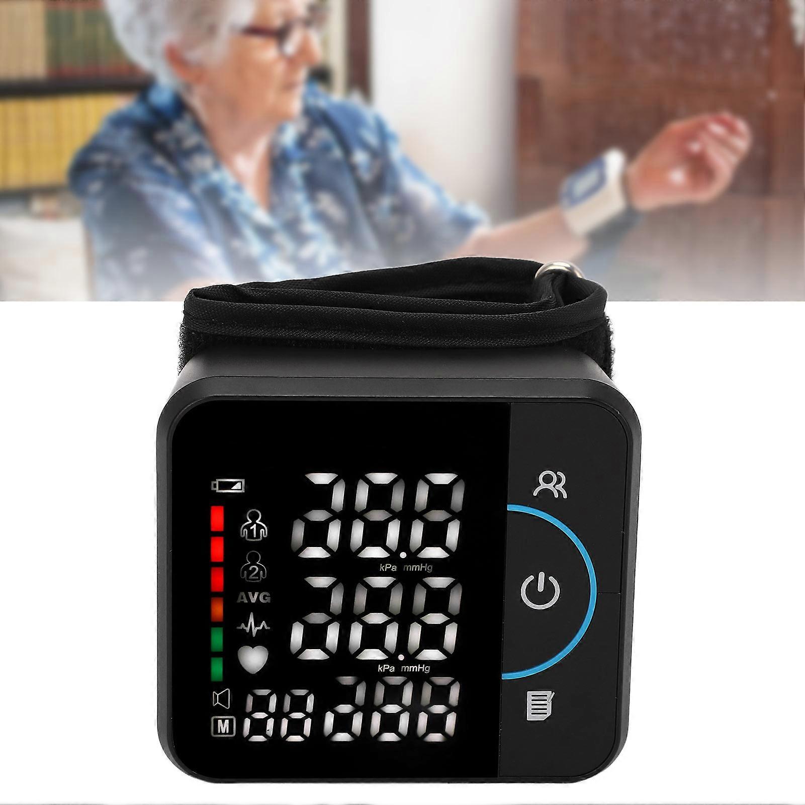Wrist Blood Pressure Monitor Digital LED Display Rechargeable Automatic BP Monitor Machine with 180 Readings Memory 