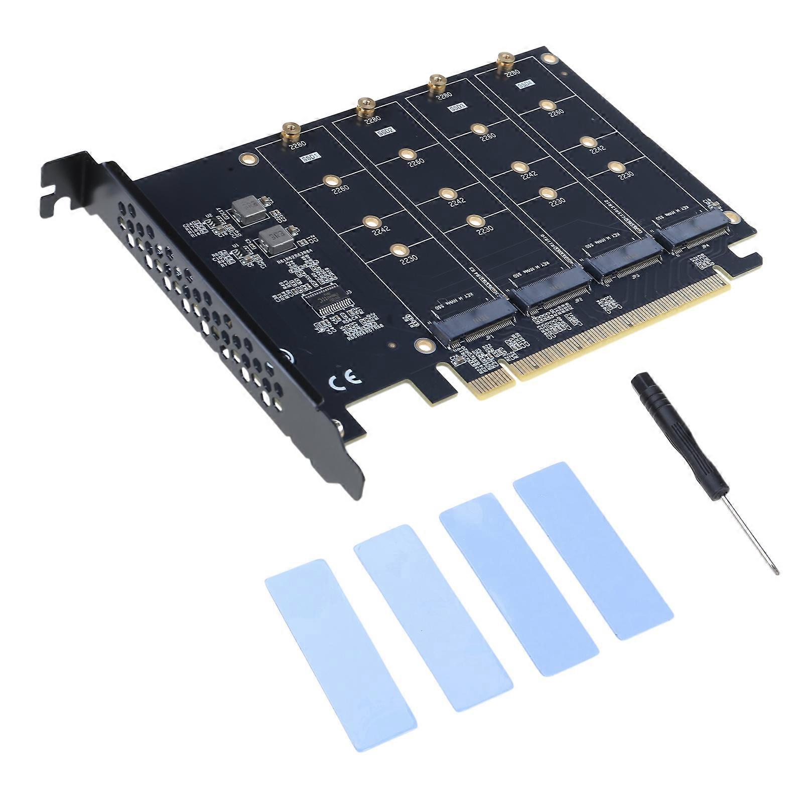 PCIe 4.0 X16 to 4xM.2 NVMe Expansion Card Motherboard for Connecting Up to Four Fast Speed 2280 SSDs Hard Disk Case Multicolor