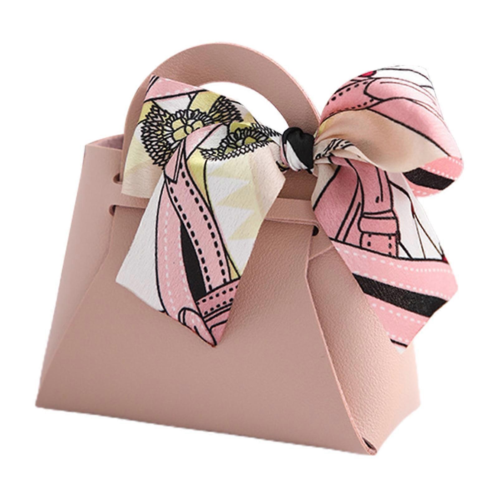 Candy Bag Nordic Style Easy to Assemble Handle Design Pure Elegant Wedding Candy Box with Ribbon Home Decor