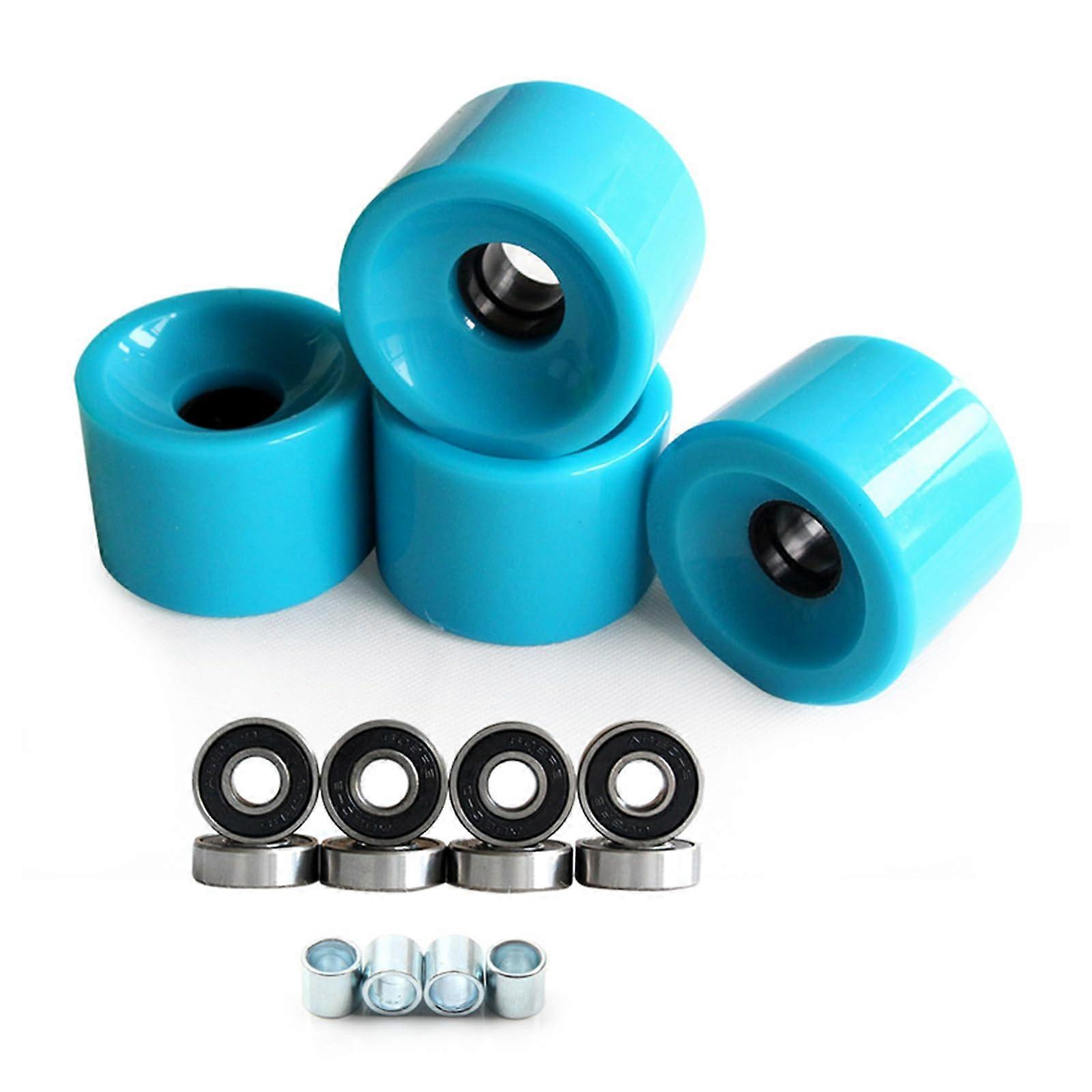 Skateboard Wheels 4Pcs Longboard Soft 78A With Bearing Blue