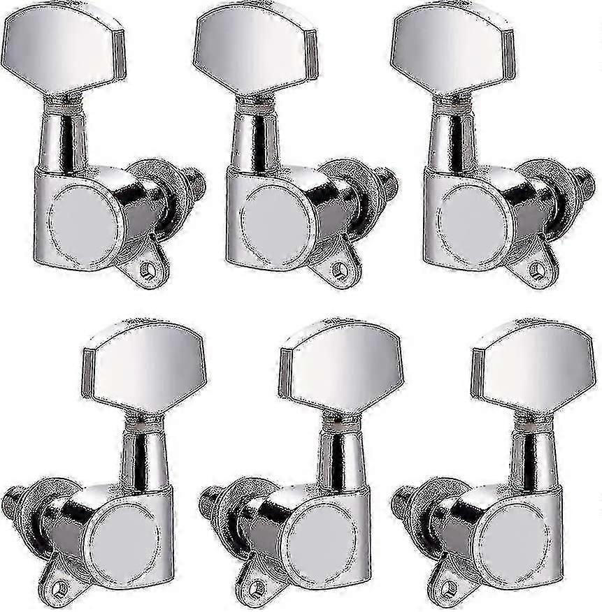 6-pack Chrome Gitarr Stämskruvar & Stämskruvar 3L3R för Elgitarr