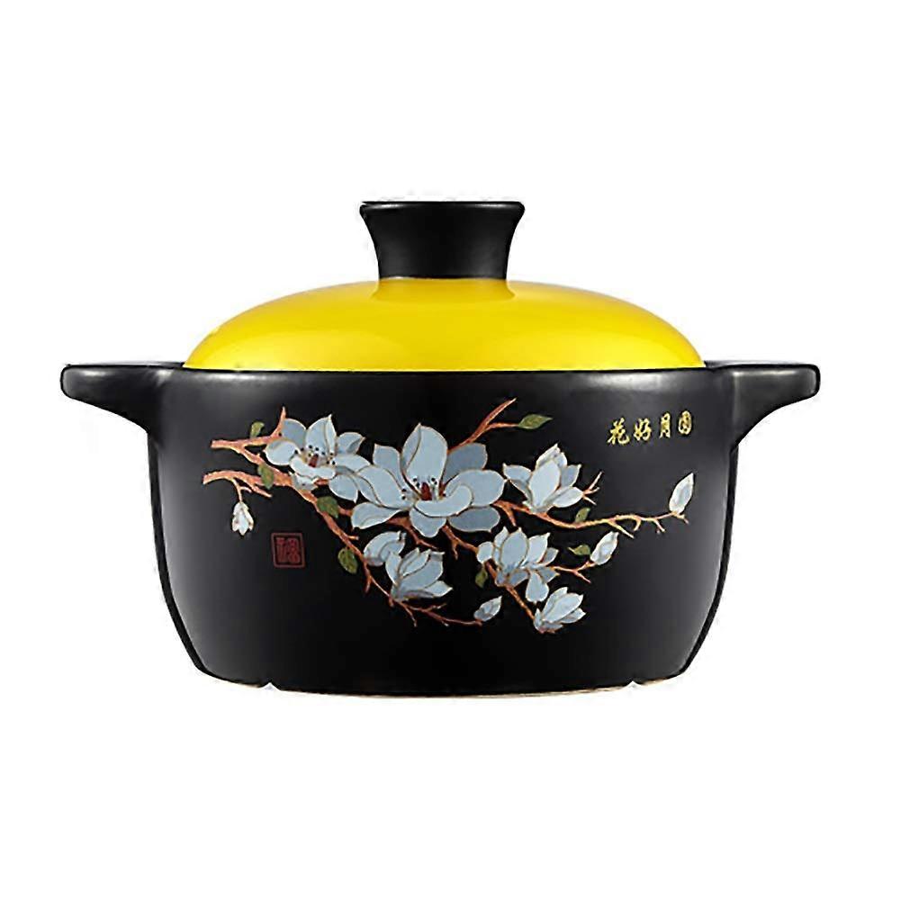 Ceramic Casserole Dish with Lid Binaural Earthen Pot for Stew and Soup  Temperature Resistant