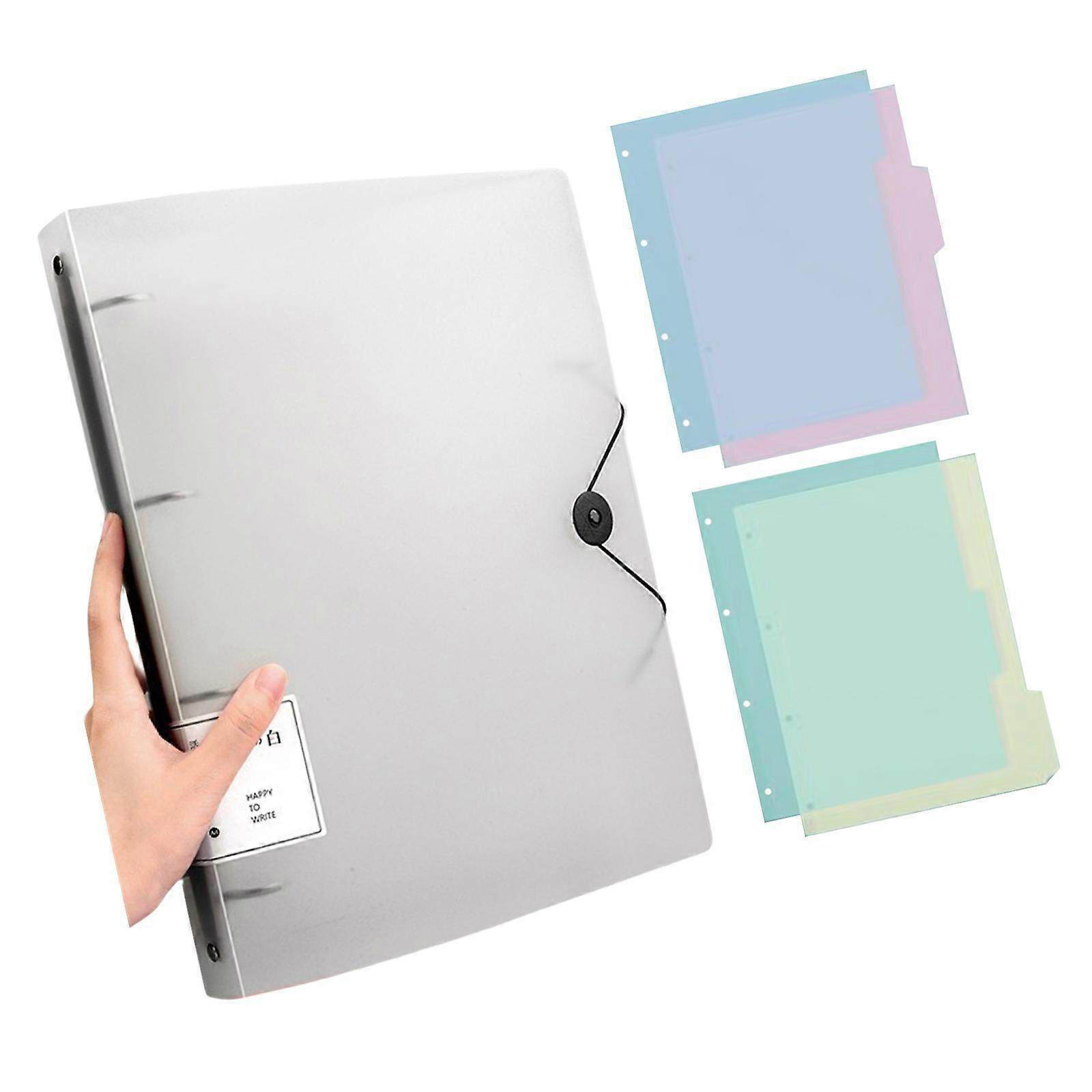 Presentation Display Folder Letter Size 4 Rings Binder Hold 220Sheets Elastic String Closure for Office School and Home  Transparent white