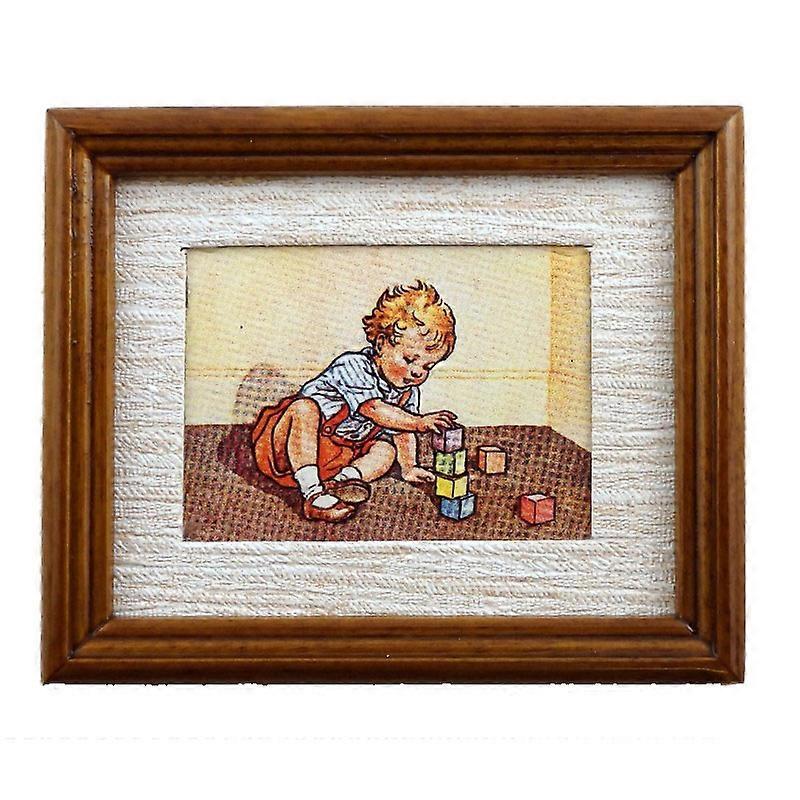 Dolls House Learning To Build Painting Walnut Frame Miniature