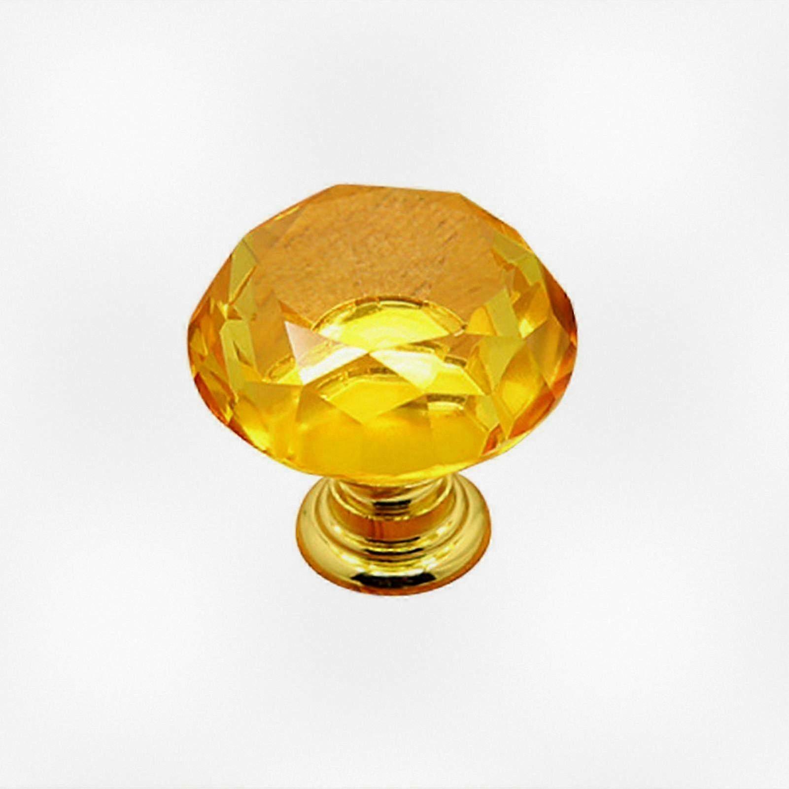 Faux crystal door knob diamond design multi-layer electroplated zinc alloy 30mm single hole cabinet handle with fixing hardware