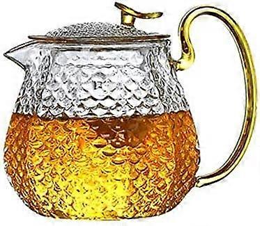 Chinese Kung Fu Tea Set with Glass Teapot and Filter, Hammer Pattern Cups,  Temperature Resistant