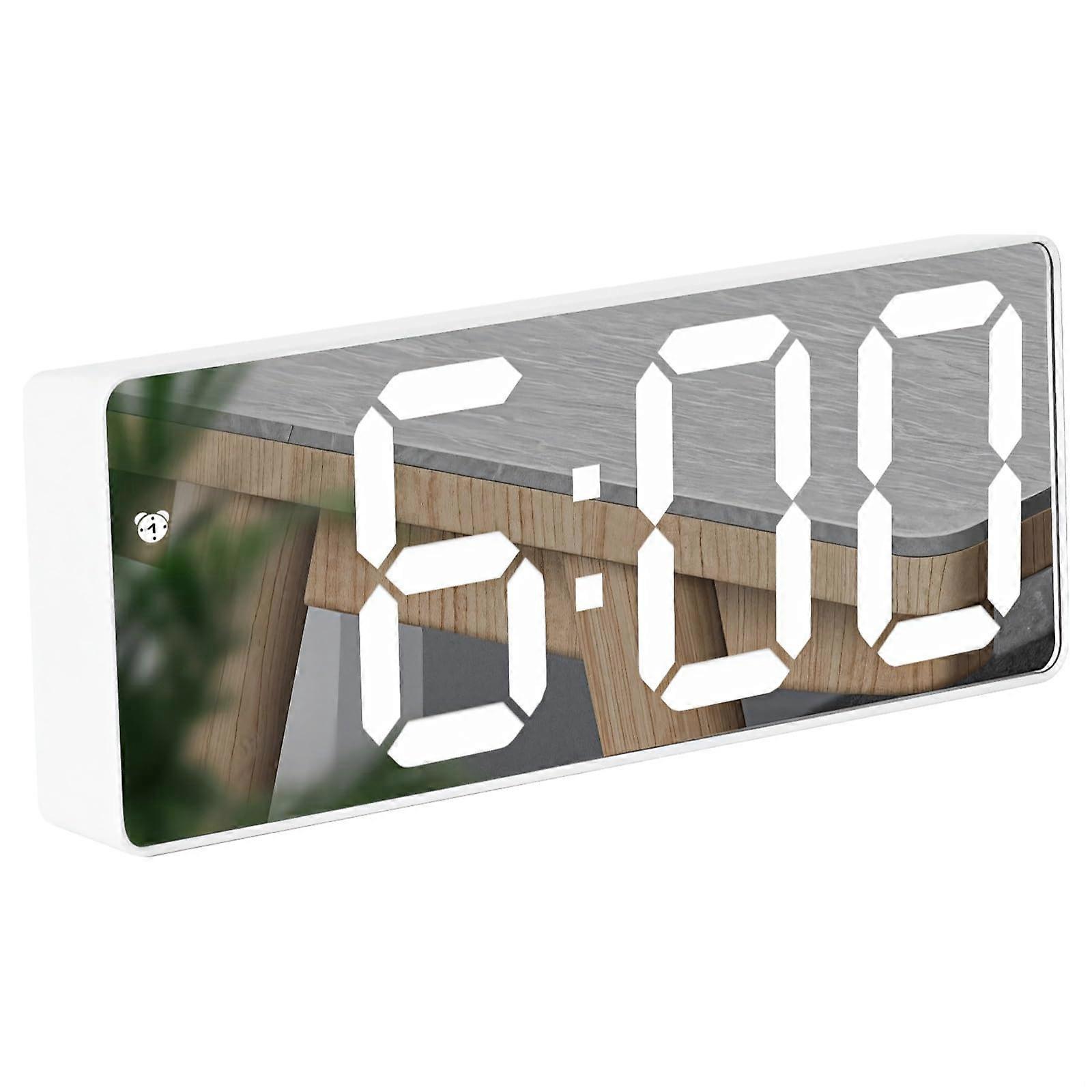 Large LED Digital Alarm Clock with Mirror Display, Battery or PlugIn for Home Office