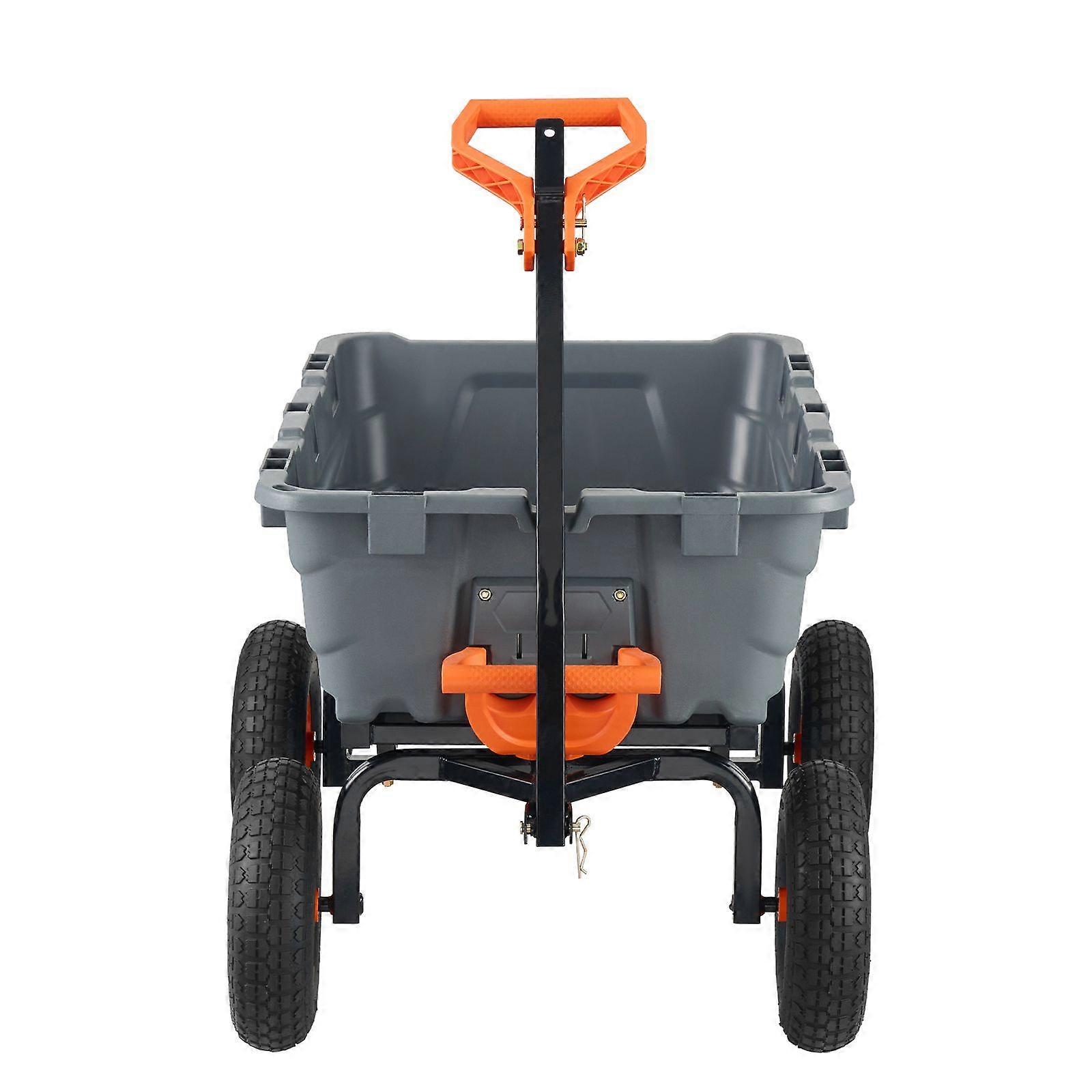 Dump Cart, Poly Garden Dump Cart with Easy to Assemble Steel Frame, Dump Wagon with 2-in-1 Convertible Handle