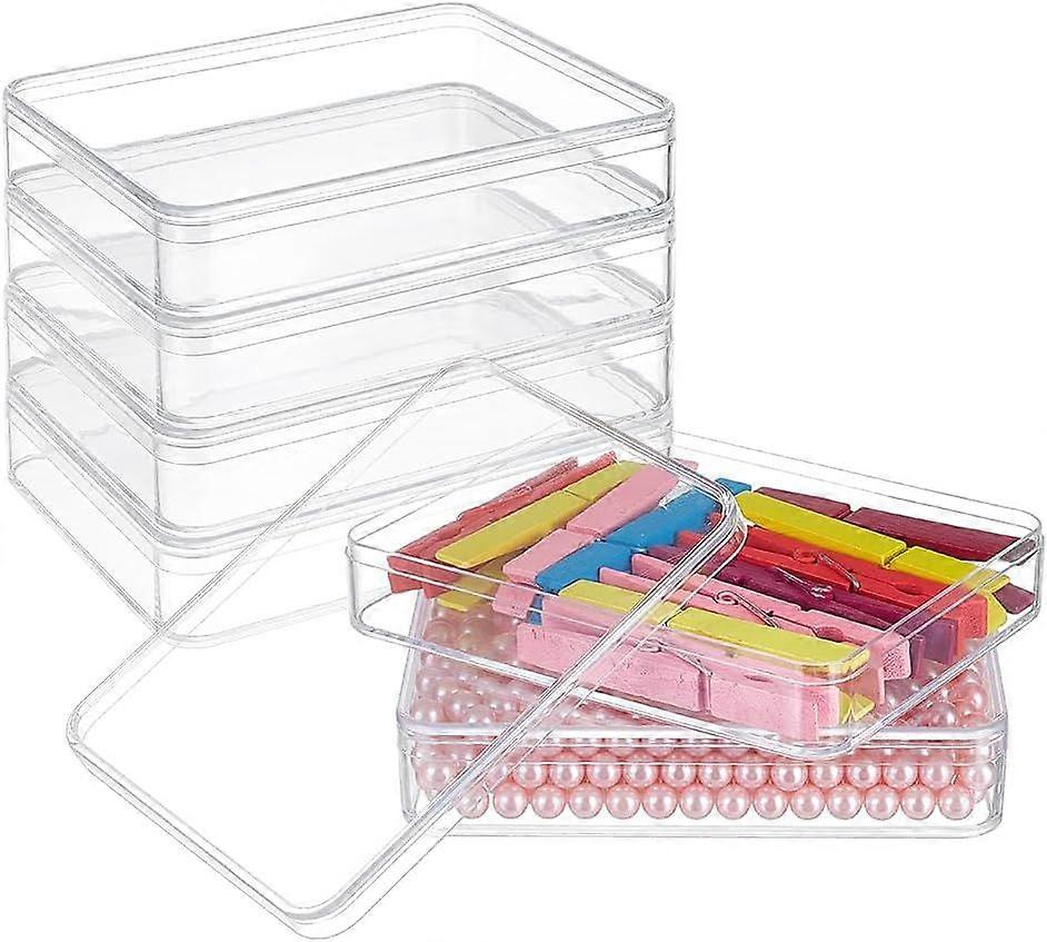 6Pcs Acrylic Storage Boxes with Lids 5.1x3.9x1 Inch Rectangle Storage Containers Transparent Plastic Display Cases for Wedding Party Jewelry Accessori