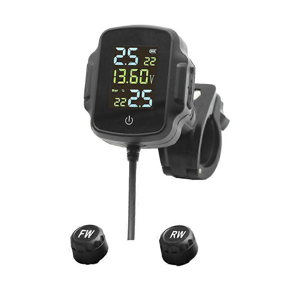 Moto TPMS avec 2 capteurs externes Kit d’alarme de pneu intelligent