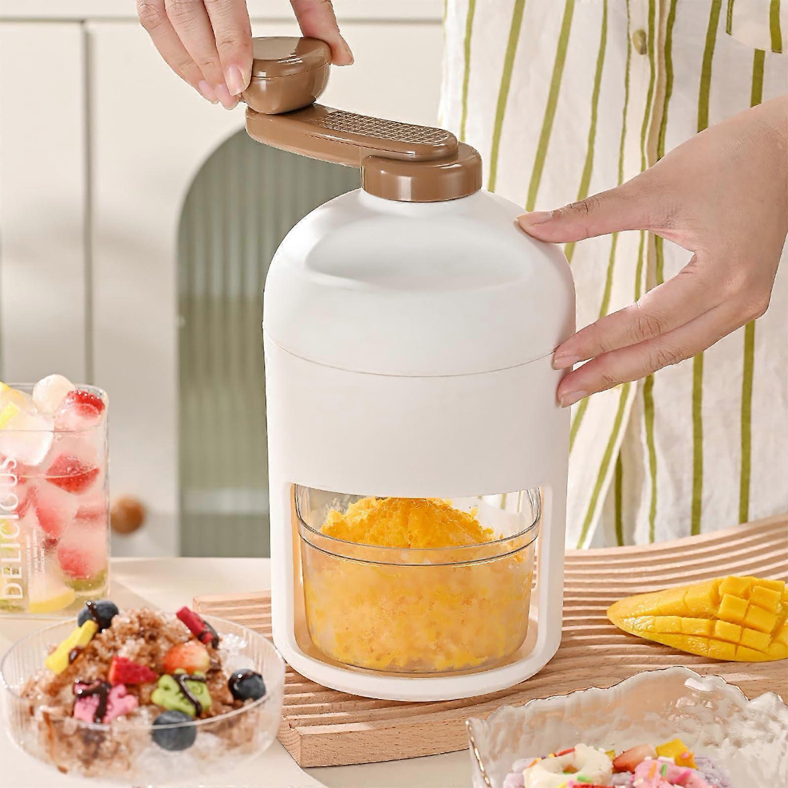 Manual Ice Crusher Hand Crank Shaved Ice Maker with Stainless Steel Blades and NonSlip Base