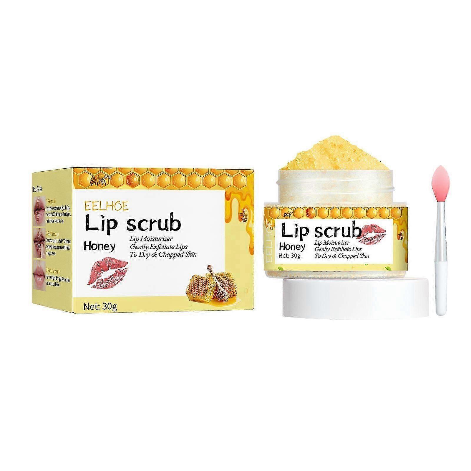 lip scrub contains purslane extract, honey, tocopherol (vitamin E)
