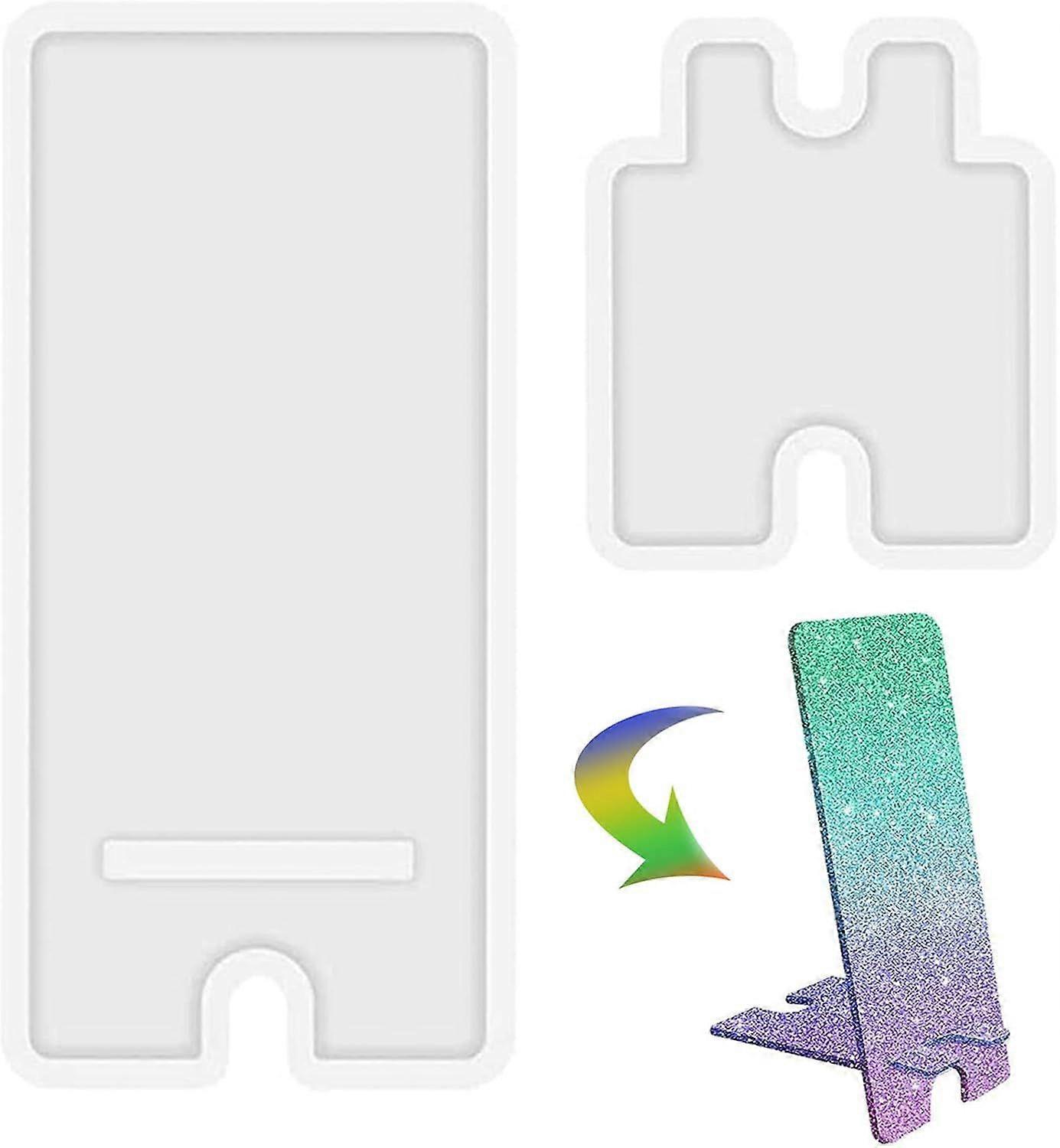 2-in-1 Cell Phone Stand - Silicone & Resin Molds in White & Pink for DIY Craft