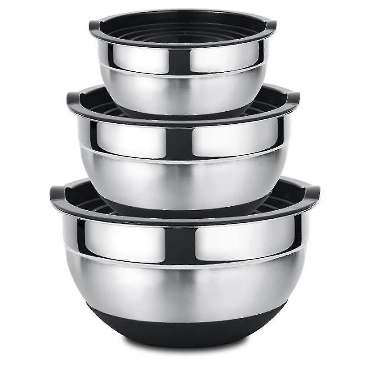 Stainless Steel Mixing Bowls with Airtight Lids, Stackable for Kitchen Use
