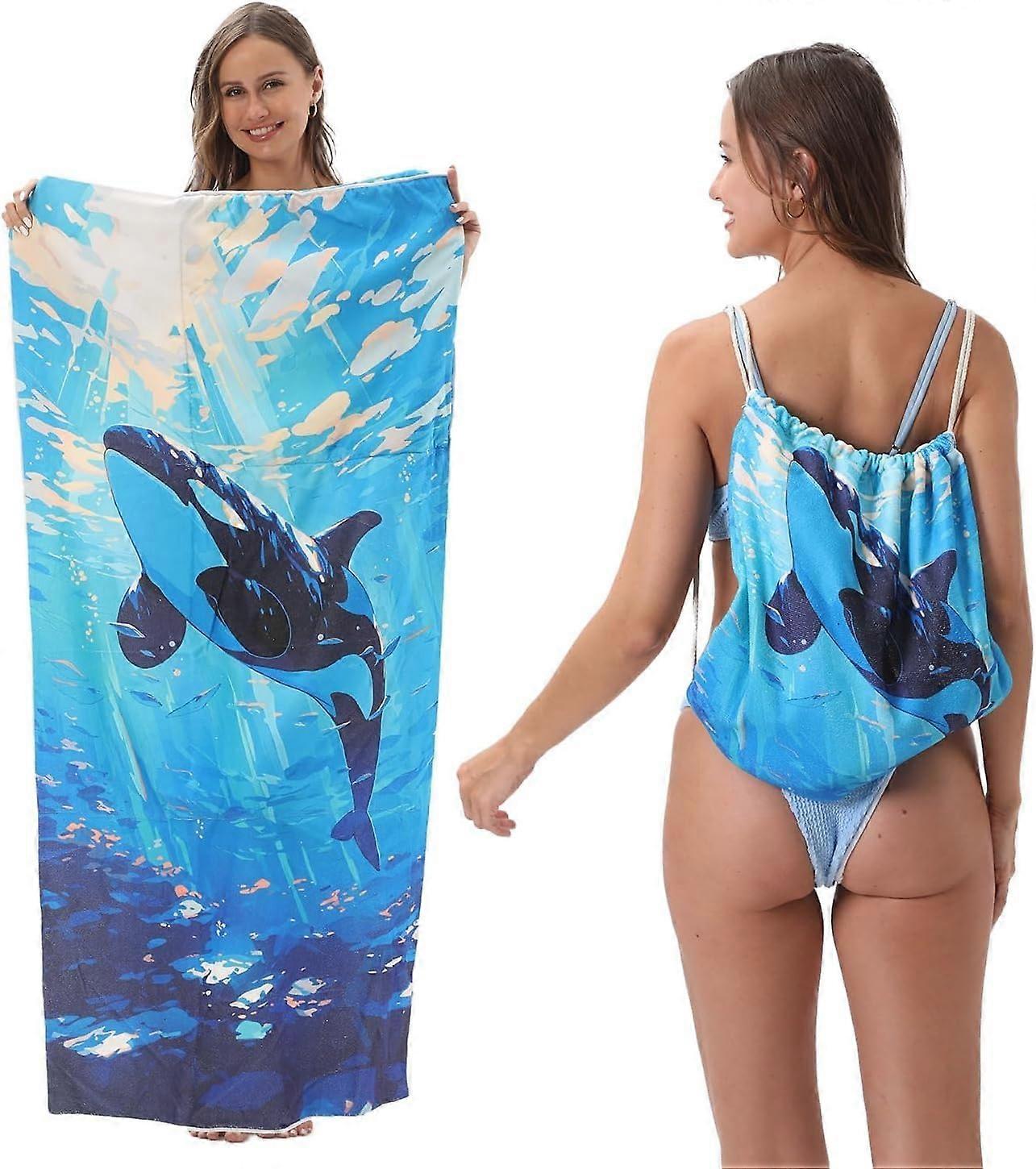 2 in 1 Beach Towel Backpack with QuickDry Microfiber Sand  Large Blanket for Travel Camping