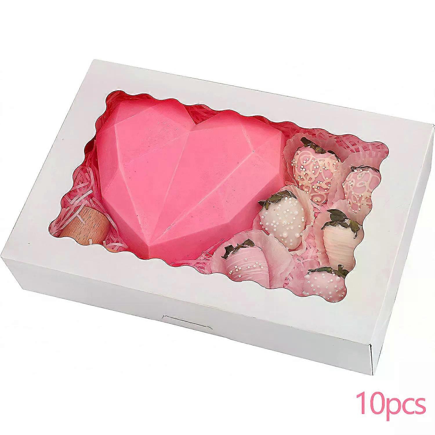 Multi Bakery Boxes with Window, Cookie Boxes, Auto-Popup Treat Boxes for Pies, Muffins, Donuts and Pastries��Gift for Mom(White)