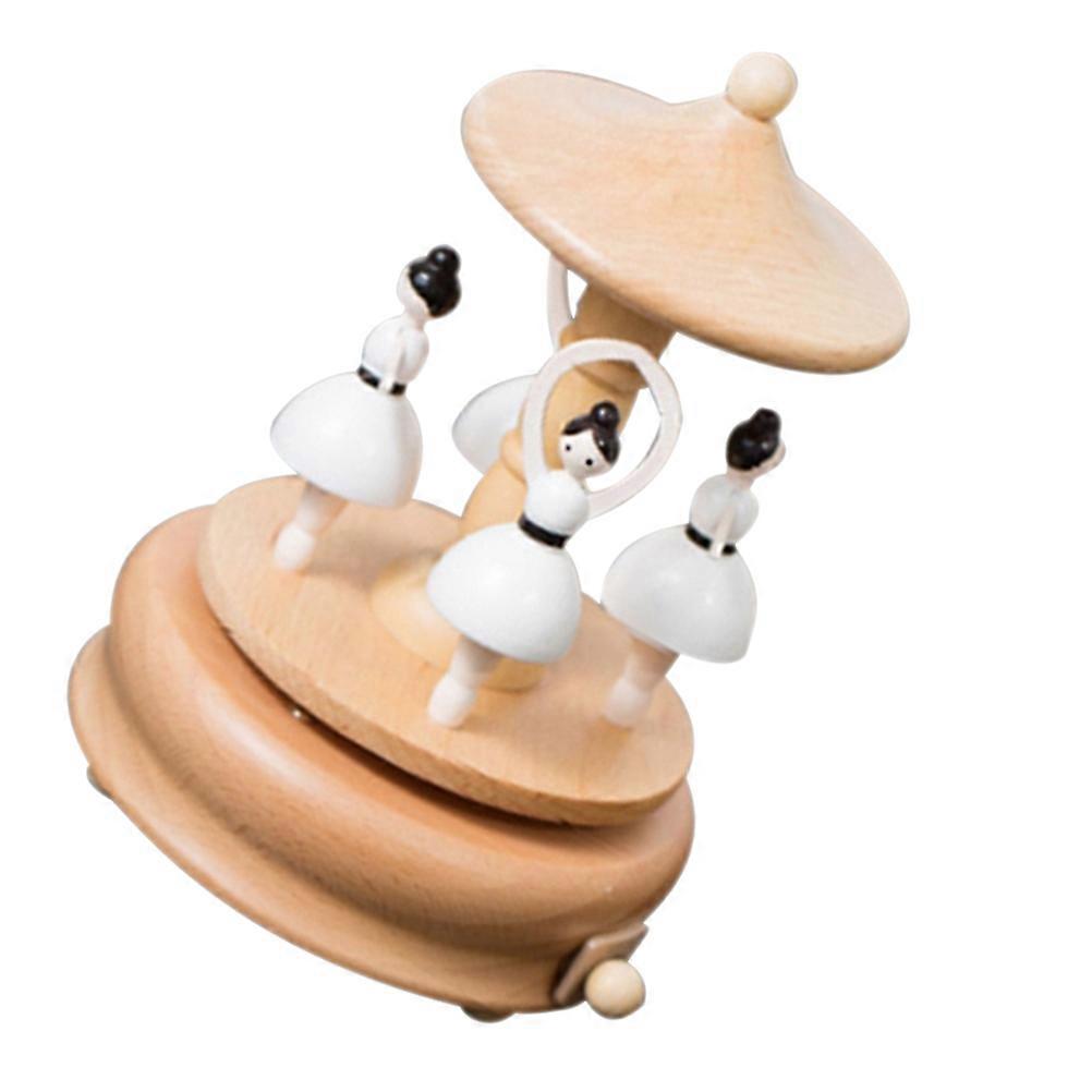 Wooden Carousel Music Box for Furnishing with Wind-Up Musical Function