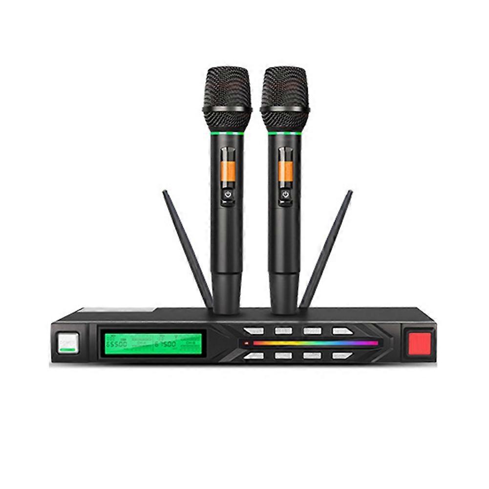 Professional Wireless Microphone Set UHF, Noise Reduction, Long Range, Dual Antenna for Stage Performances US Plug