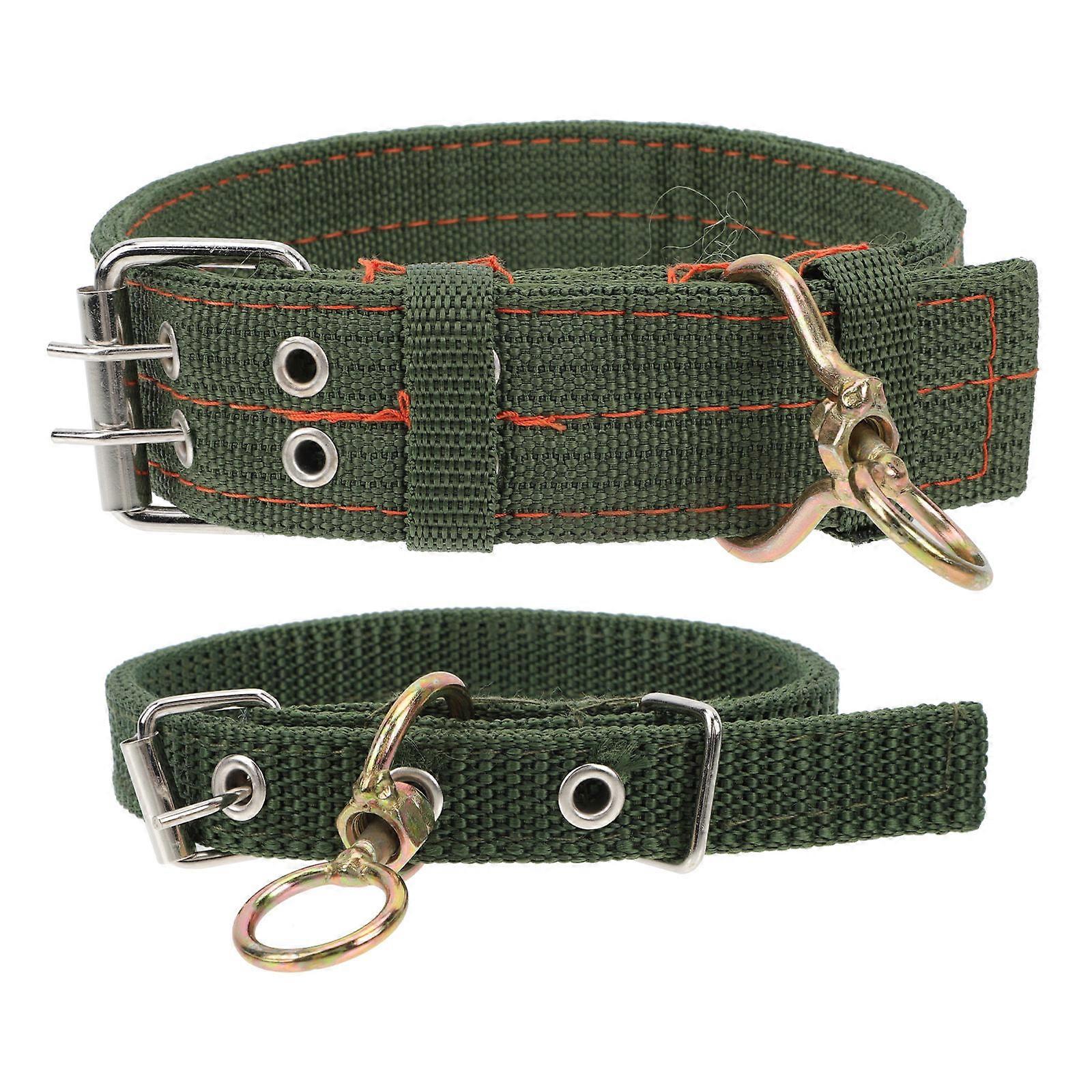 Adjustable Sheep Collars Canvas Collars for Livestock Traction 2Pcs Green
