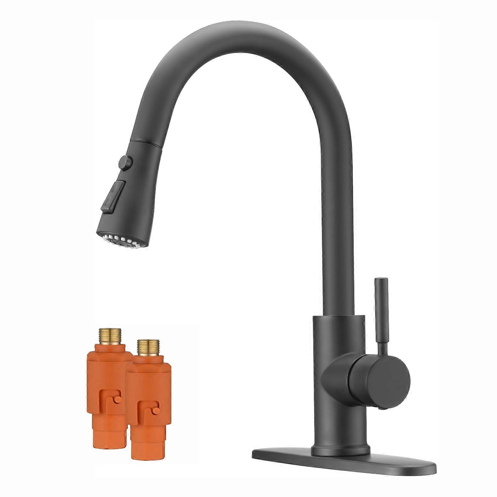 Matte Black Pull Down Kitchen Faucet with Sprayer and BuiltIn Water Filter, 3 Spray Modes