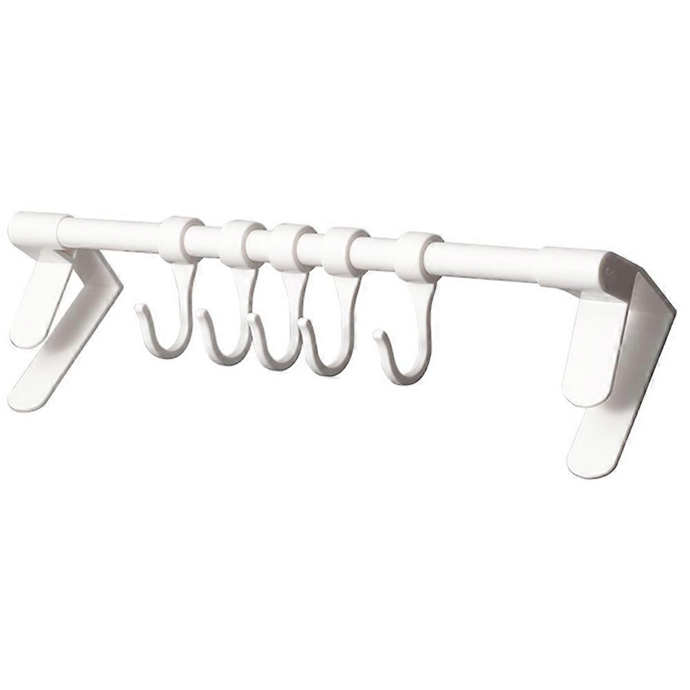 White Multi-functional Kitchen Hook for Pots and Pans Storage No Drilling Installation Sturdy