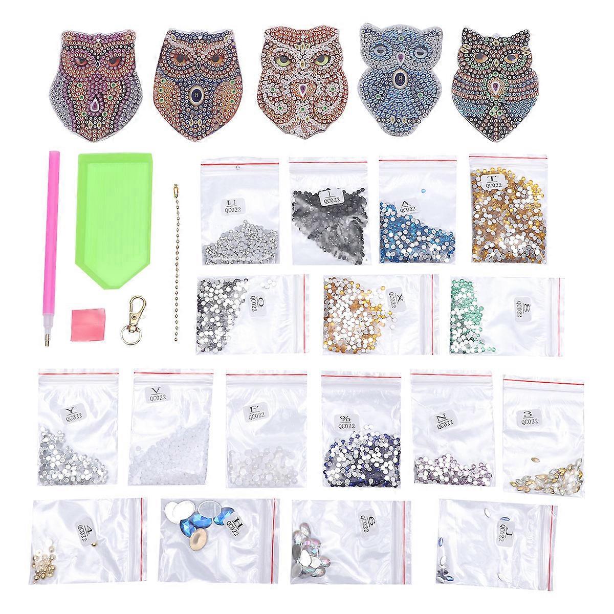 Diamond Keychain Owl DIY Pendant for Decoration 15Pcs Kit