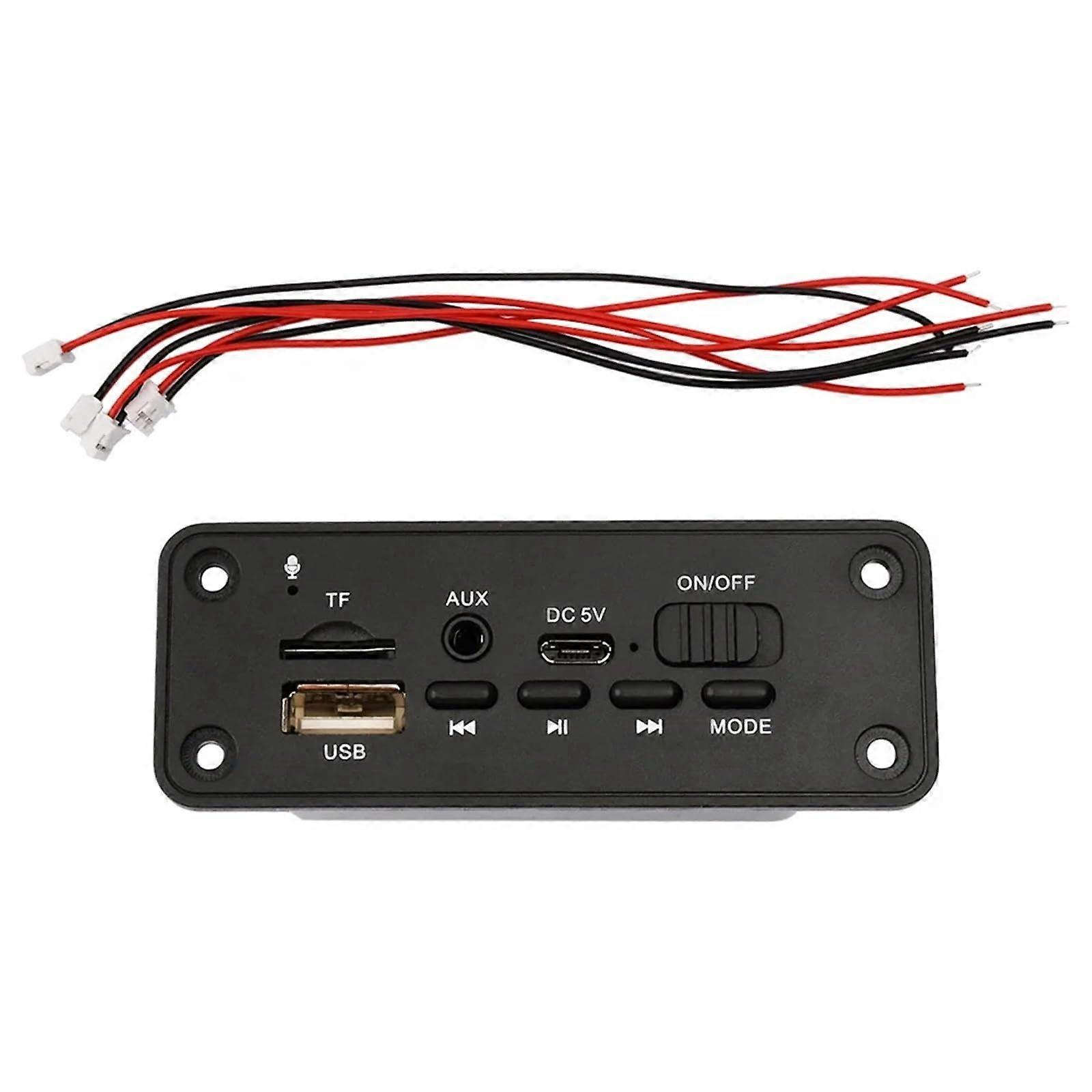 Bluetooth 5.0 Audio Amplifier Board 5V Dual 3W Stereo Output with TF Radio AUX MP3 Playback Black