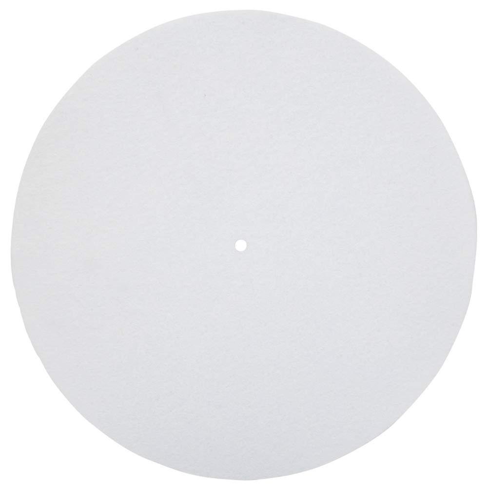 Turntable Platter Mat, White Wool Slipmat for Anti-Vibration Cushion Pad, Compatible with All Record Players