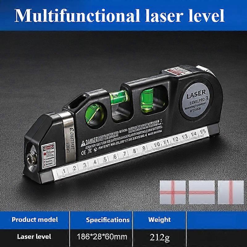 Professional Laser Level Kit-Impact-Resistant Infrared Cross-Line & Right Angle - High-Precision Leveling Tool with Tape Measure