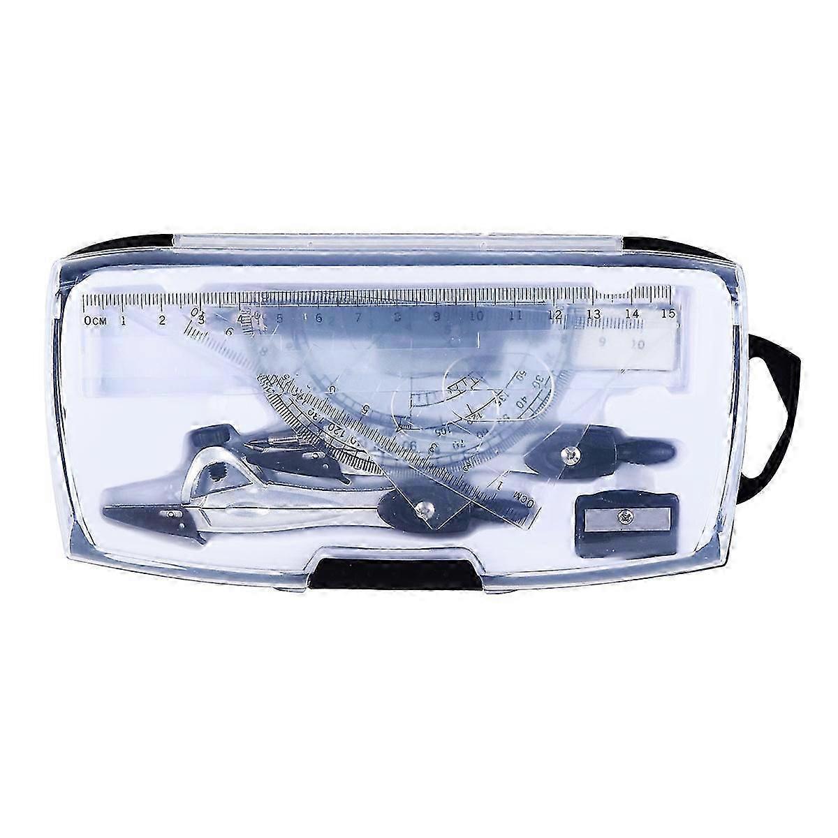 Drawing Circle Tool Geometry Drawing Compasses Straight Ruler Triangle Ruler Protractor Pencil Eraser Sharpener Students 1Set