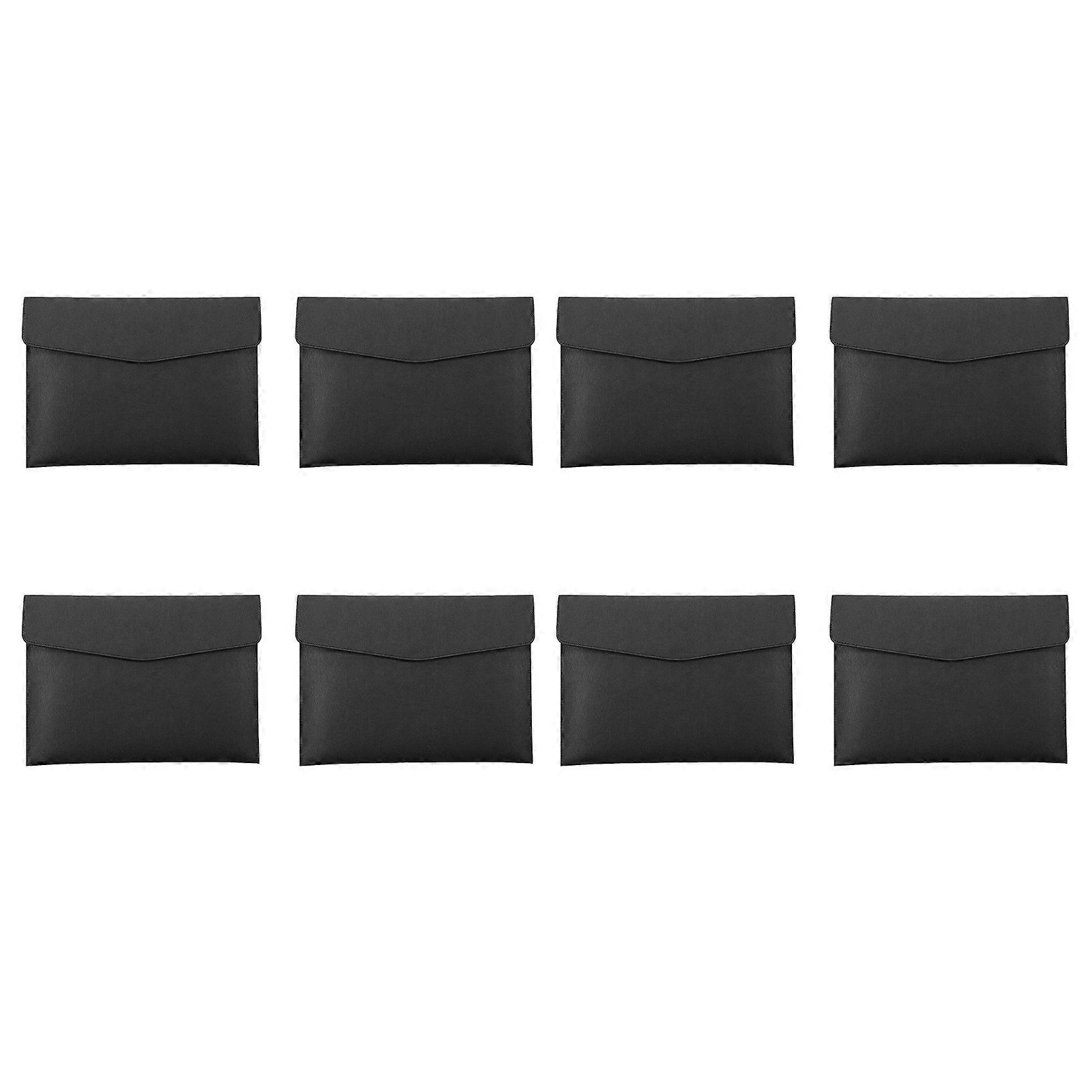 8X PU Leather A4 File Folder Document Holder Waterproof Portfolio Envelope Folder Case with Snap Closure(Black)