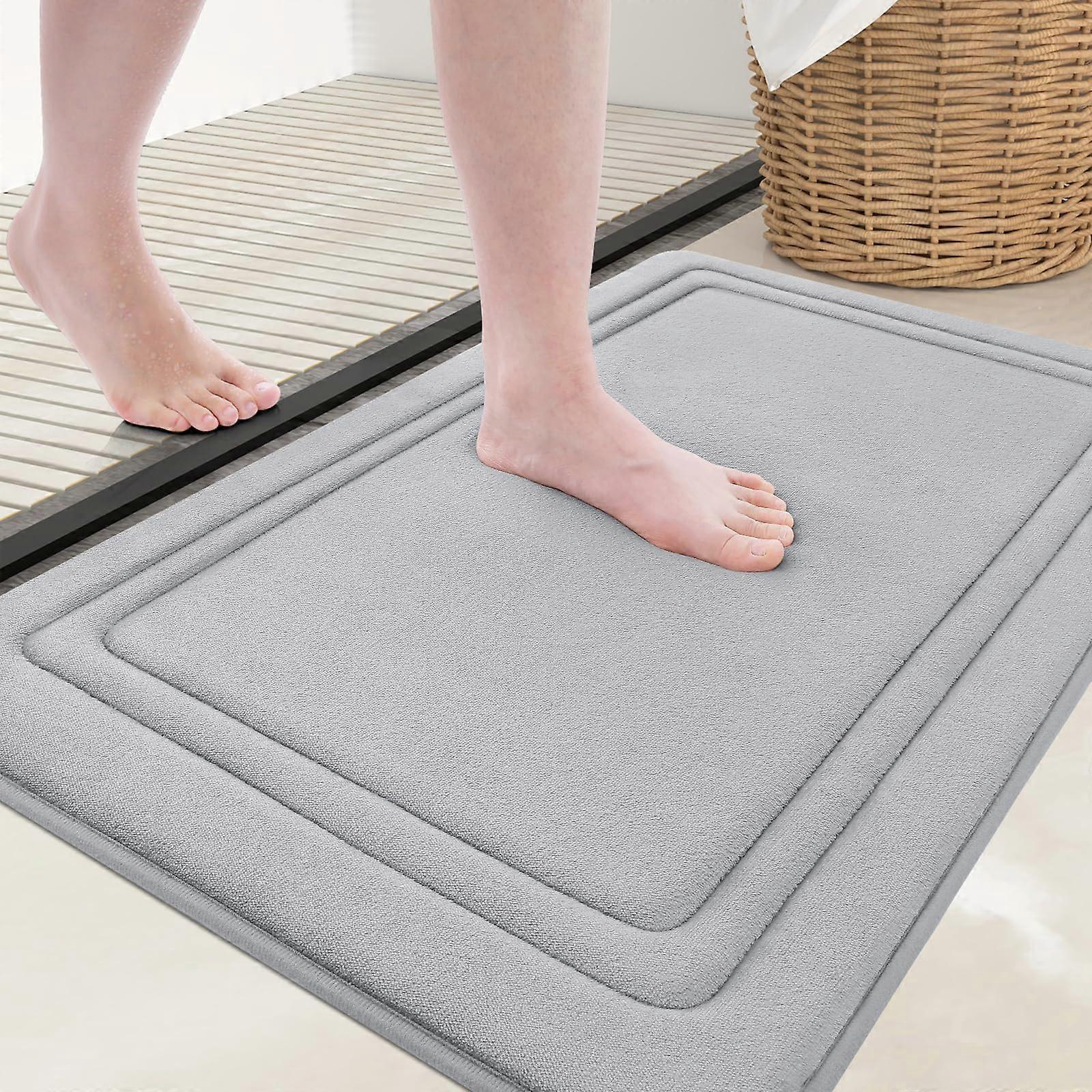 Memory Foam Bath Mat 36x24 Ultra Soft NonSlip Absorbent Bathroom Rug Grey Machine Washable