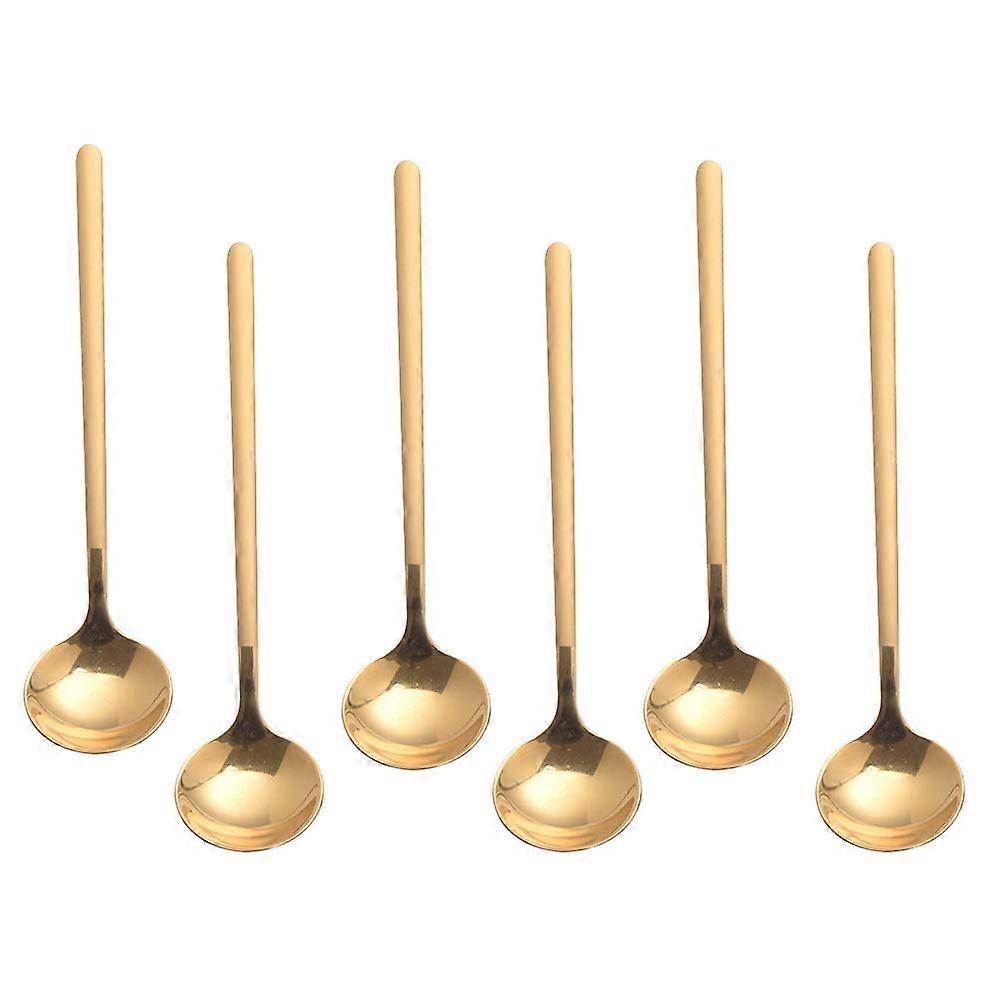 6 PCS Gold Stainless Steel Coffee Spoons, 5.2in Mini Espresso Spoons with Frosted Handle for Dessert