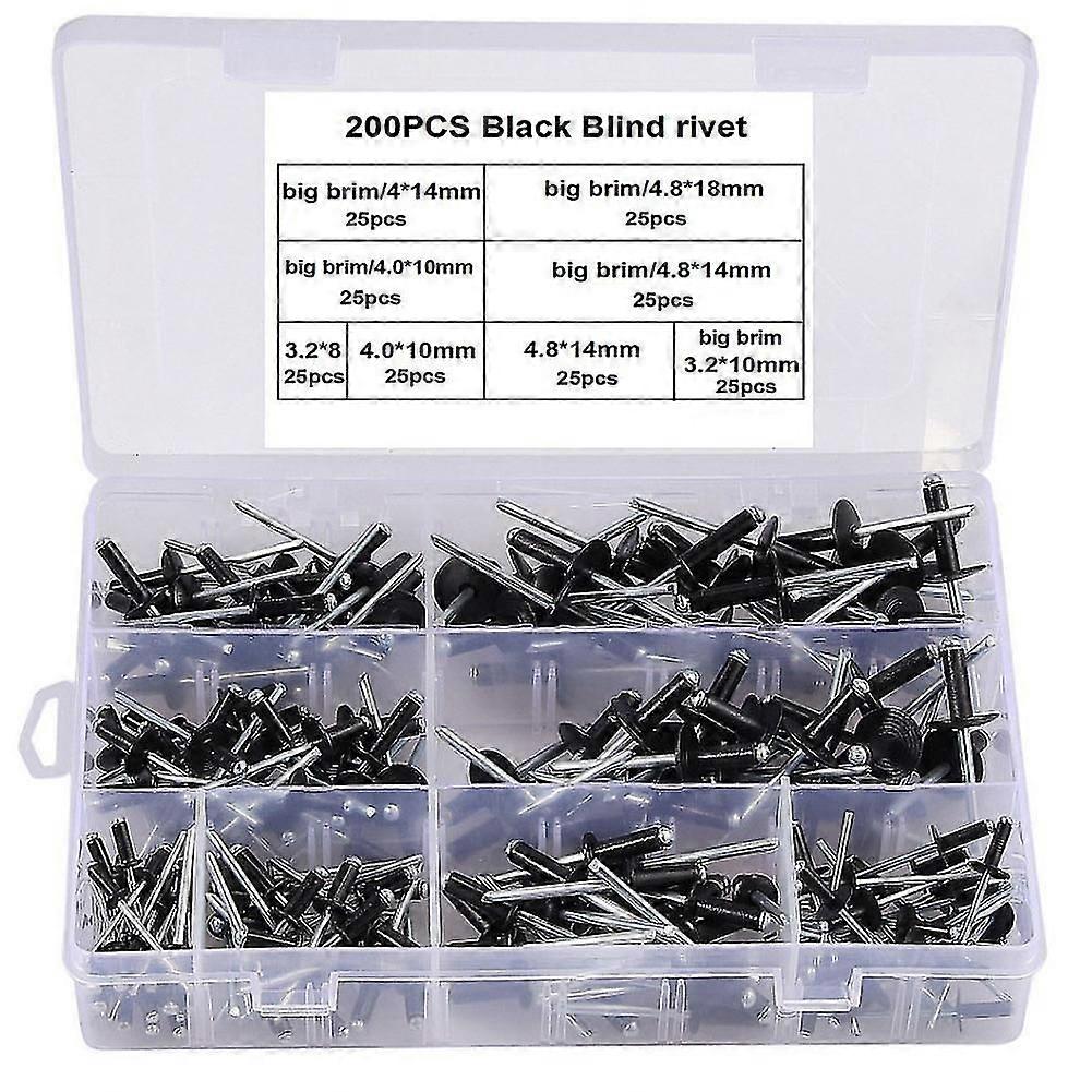 200pcs M3.2 M4 M4.8 Assorted Size Aluminium Blind Rivet Pop Pull Nail Accessory