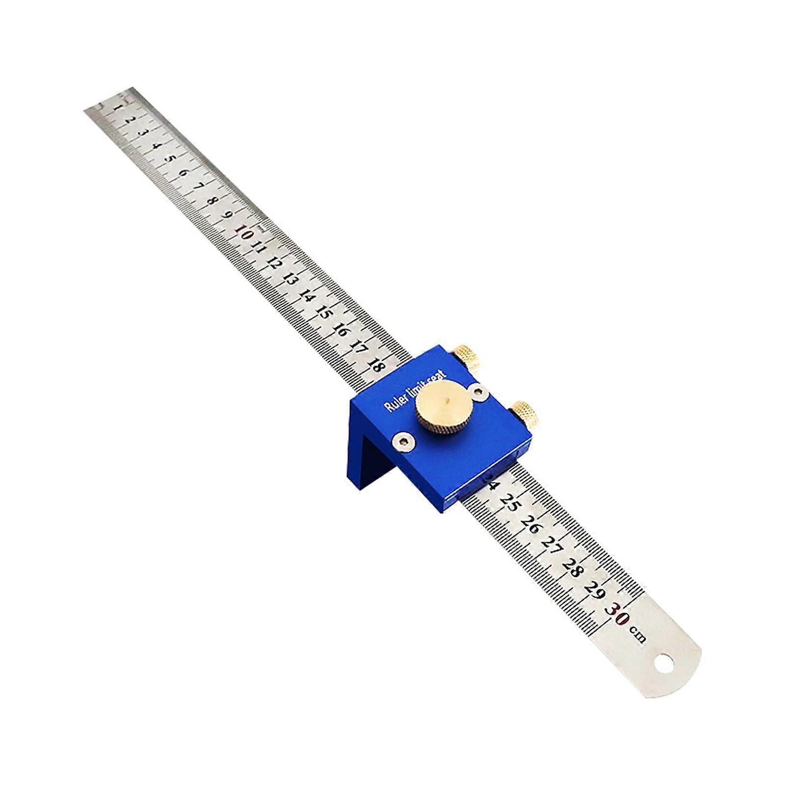 30cm Carpentry Scribing Ruler Adjustable Marking Gauge with Precision Angle Measurement Blue