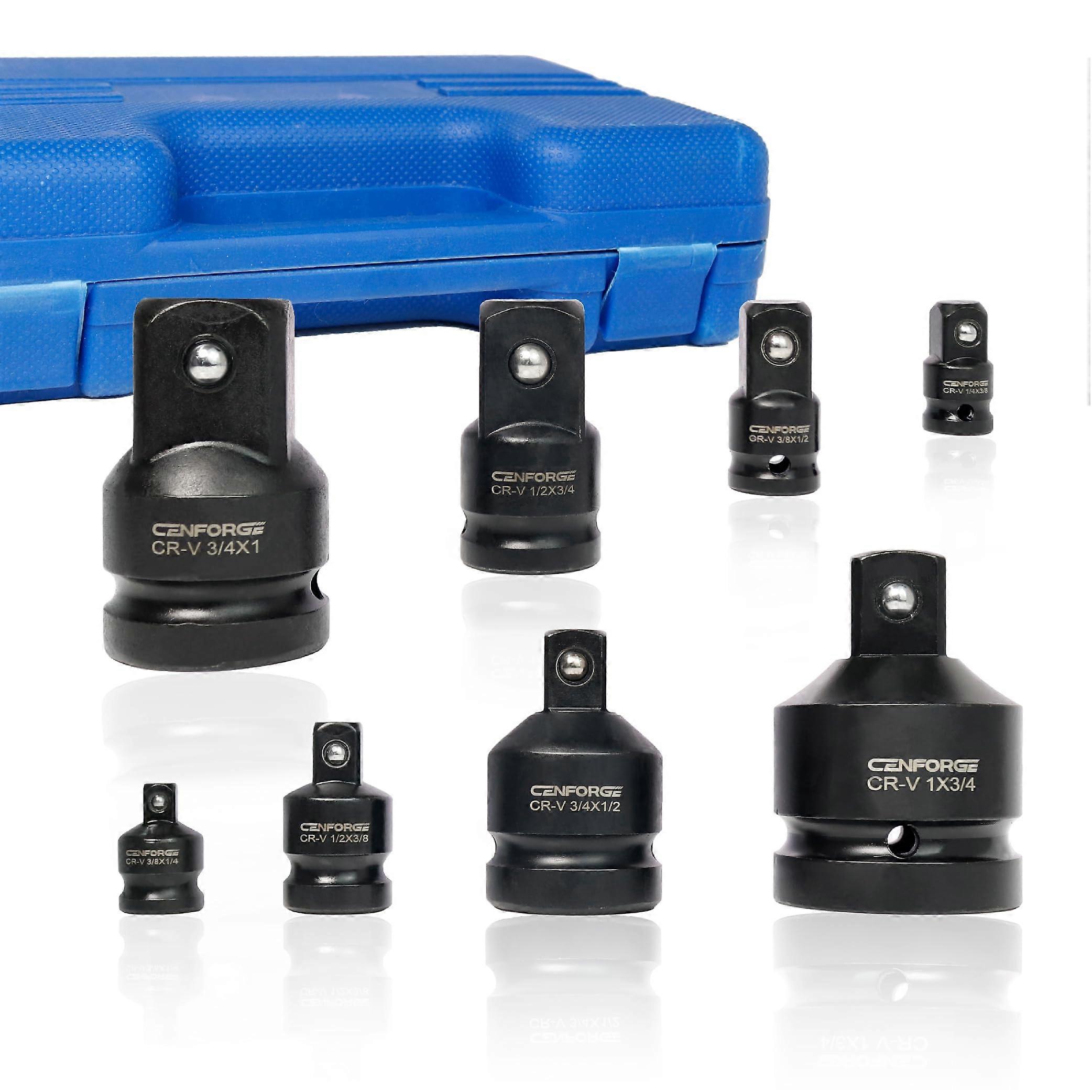 8Pc Heavy Duty Impact Socket Adapter and Reducer Set, MultiSize Conversion Kit with Case