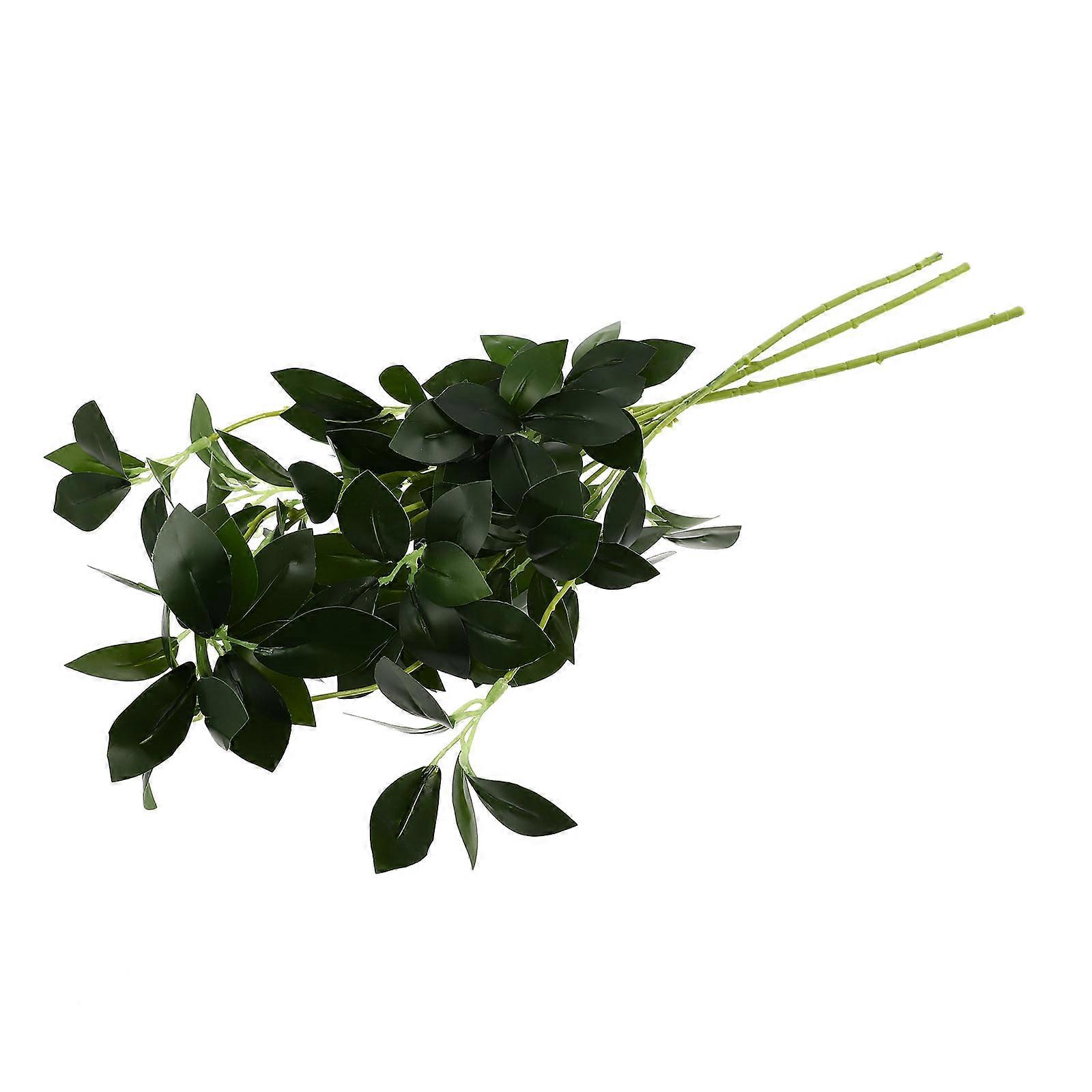 Simulation Plant Leaf Bundle for Decorative Use 3Pcs Green Plastic
