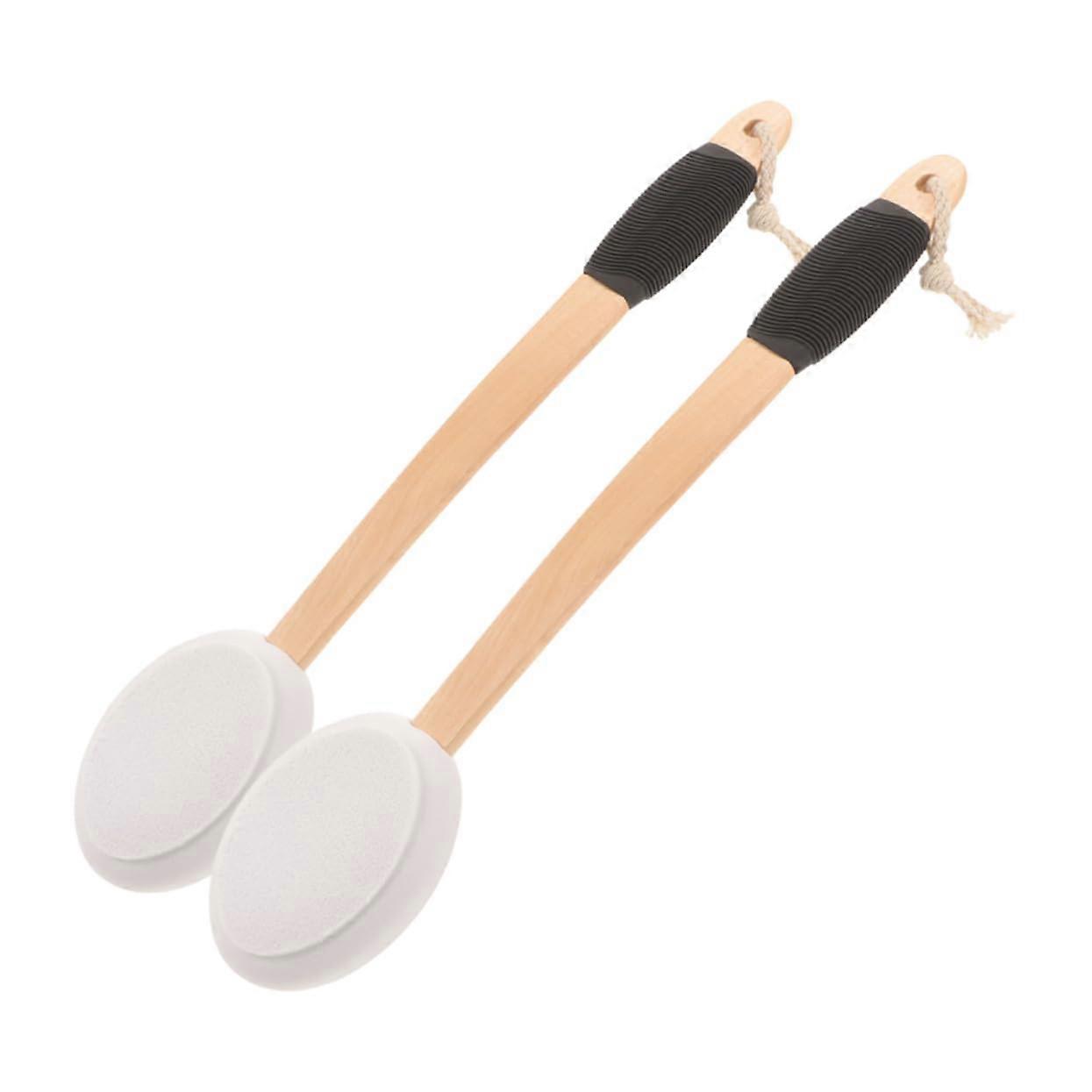 2pcs Long Handle Back Scrubber Bath Brush with Soft Sponge for Gentle Exfoliation
