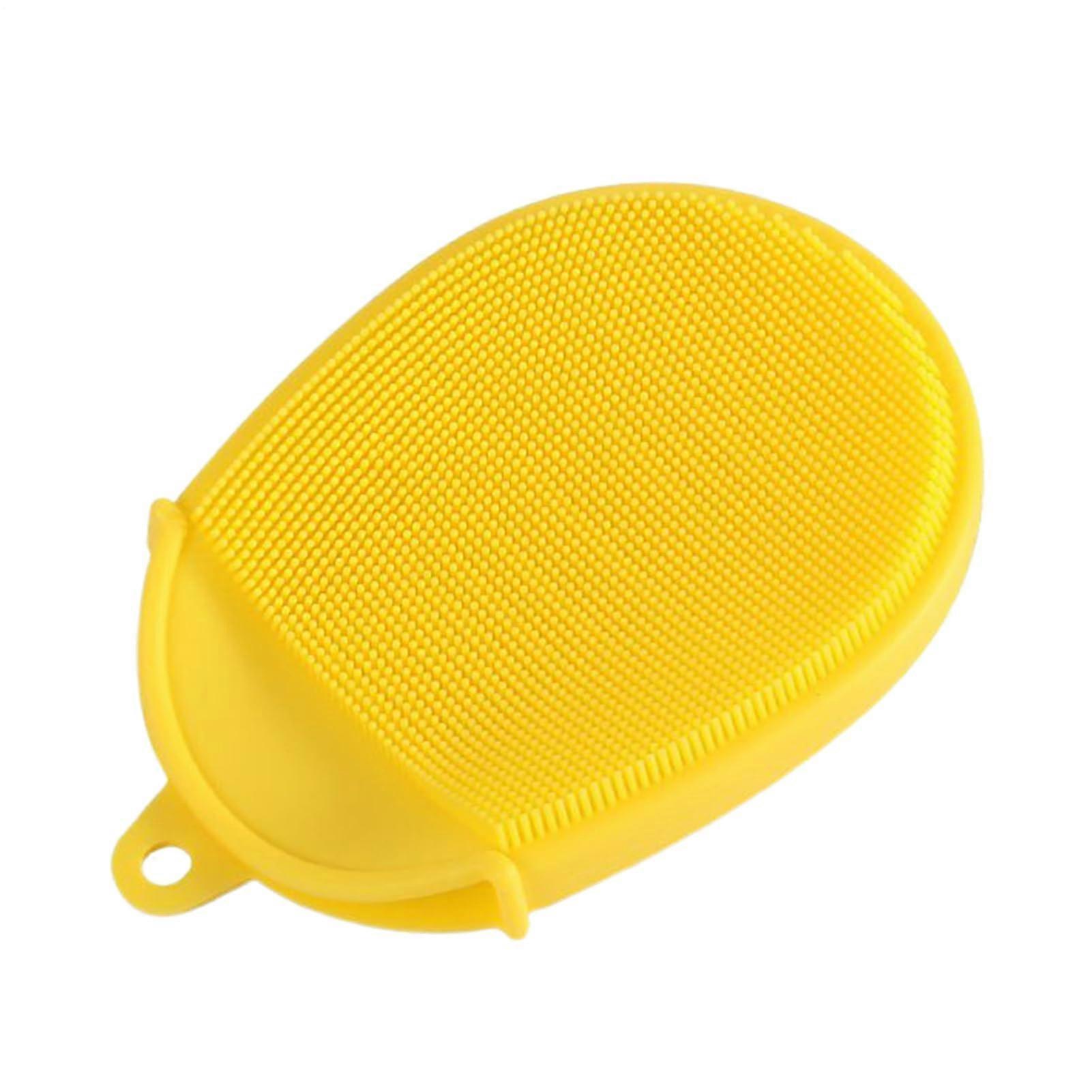 Silicone Sponge Dish Scrub Brush Non Scratch Quick Drying Multipurpose Cleaning Tool Yellow