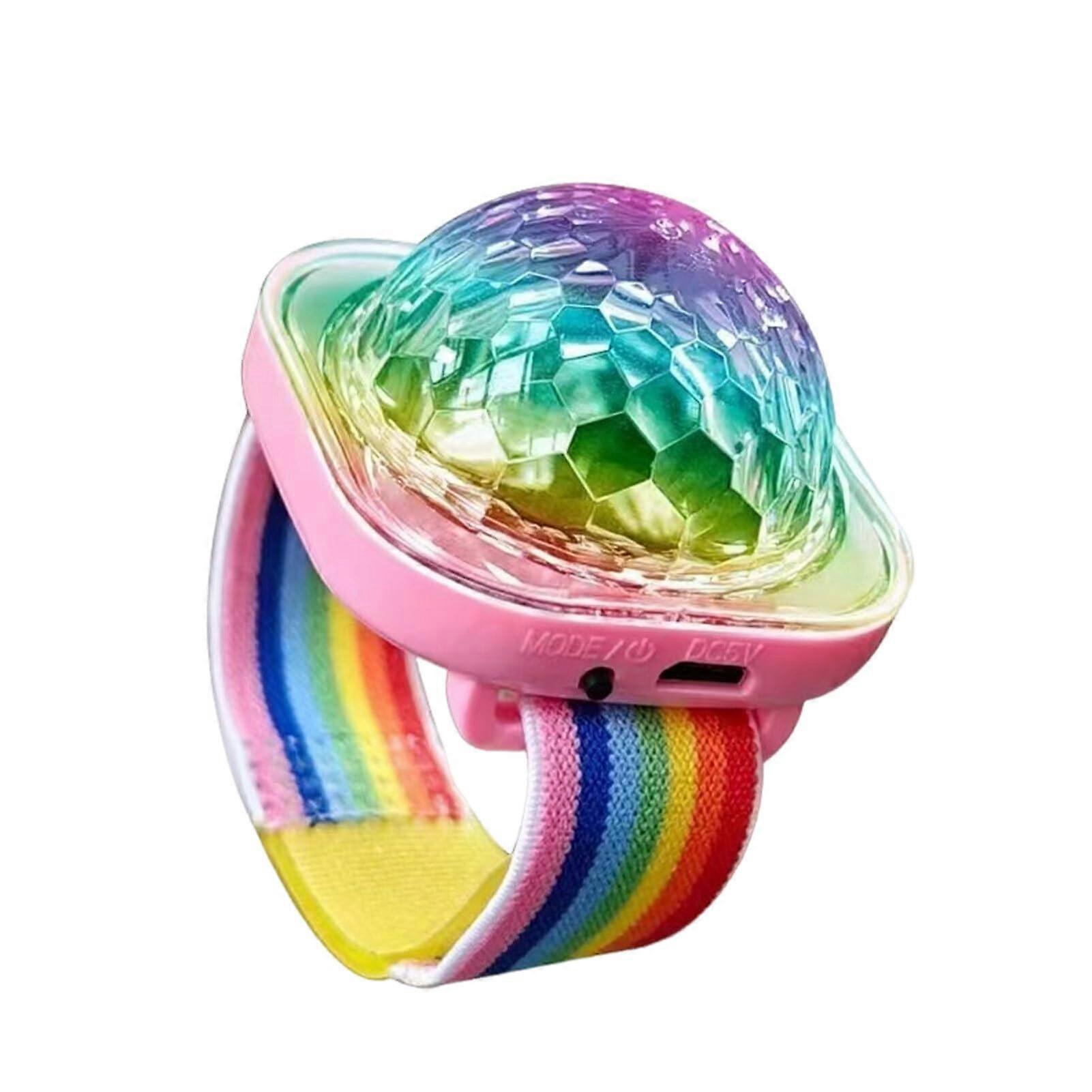 Disco Party Light LED Wristband with VoiceControlled Modes Rainbow Flash DJ Effect Pink