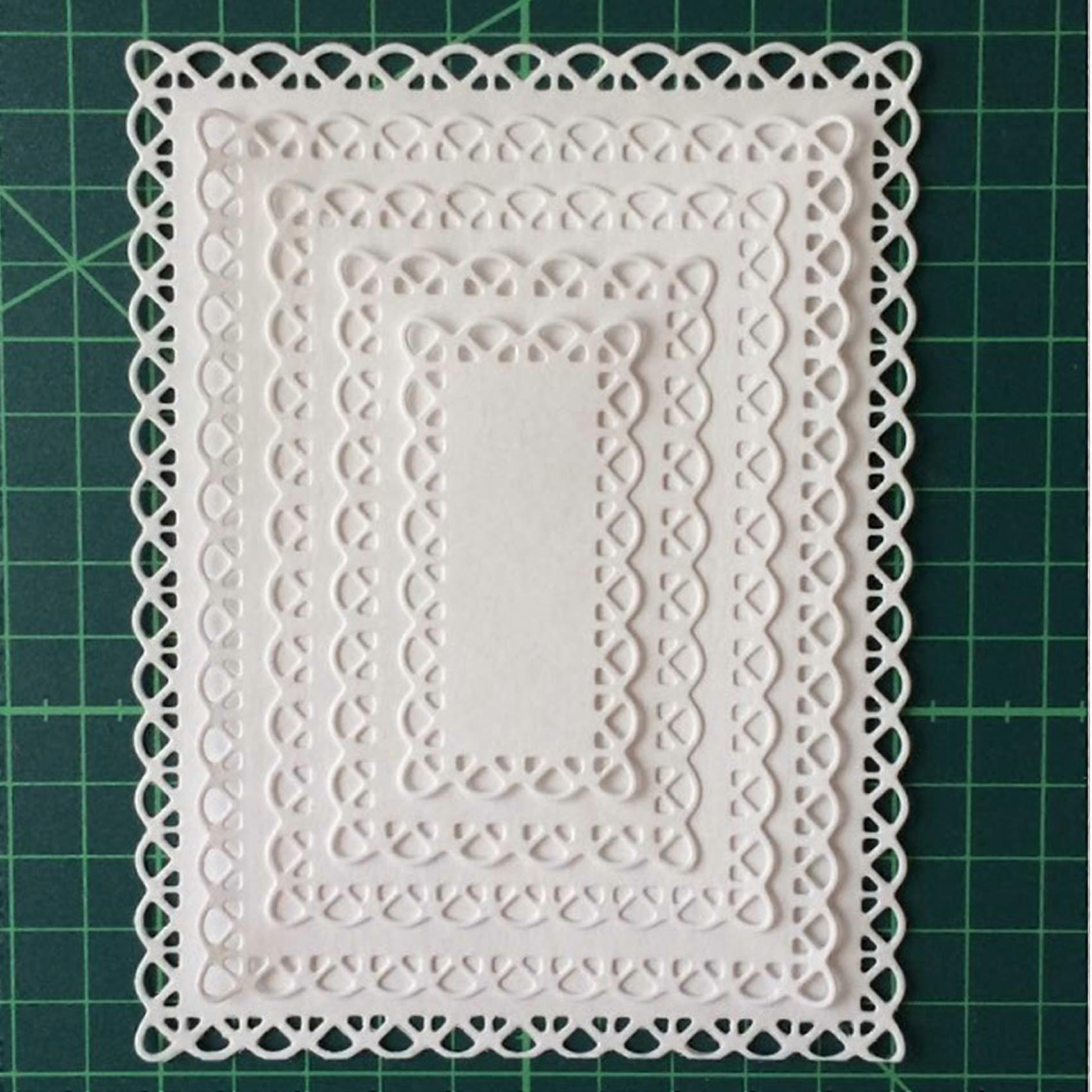Lace Rectangle Frame Metal Cutting Dies Set for Christmas Card Making and DIY Scrapbooking