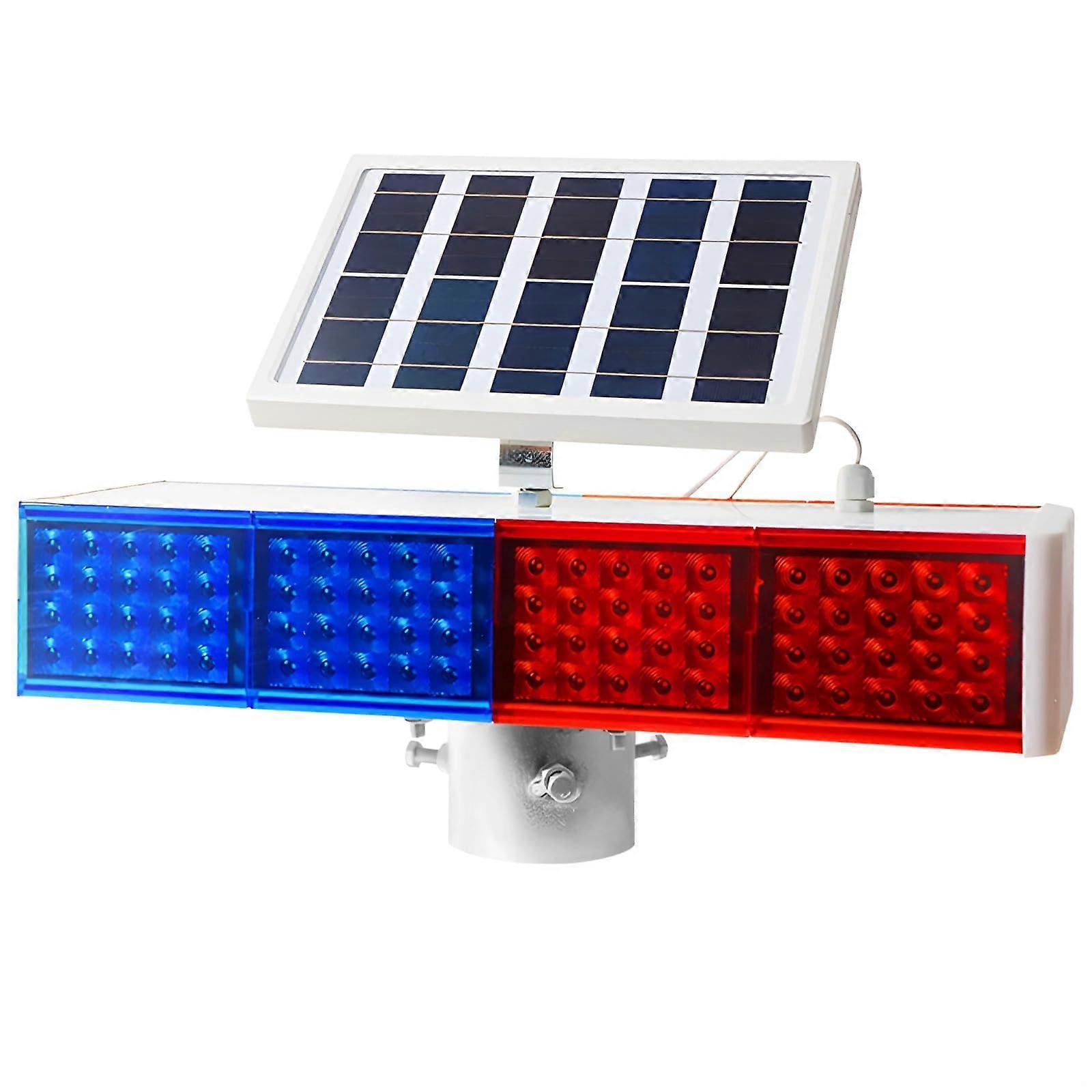 Solar Warning Light with DoubleSided Red Blue LEDs, Intensity Flash, Solar Powered, Waterproof