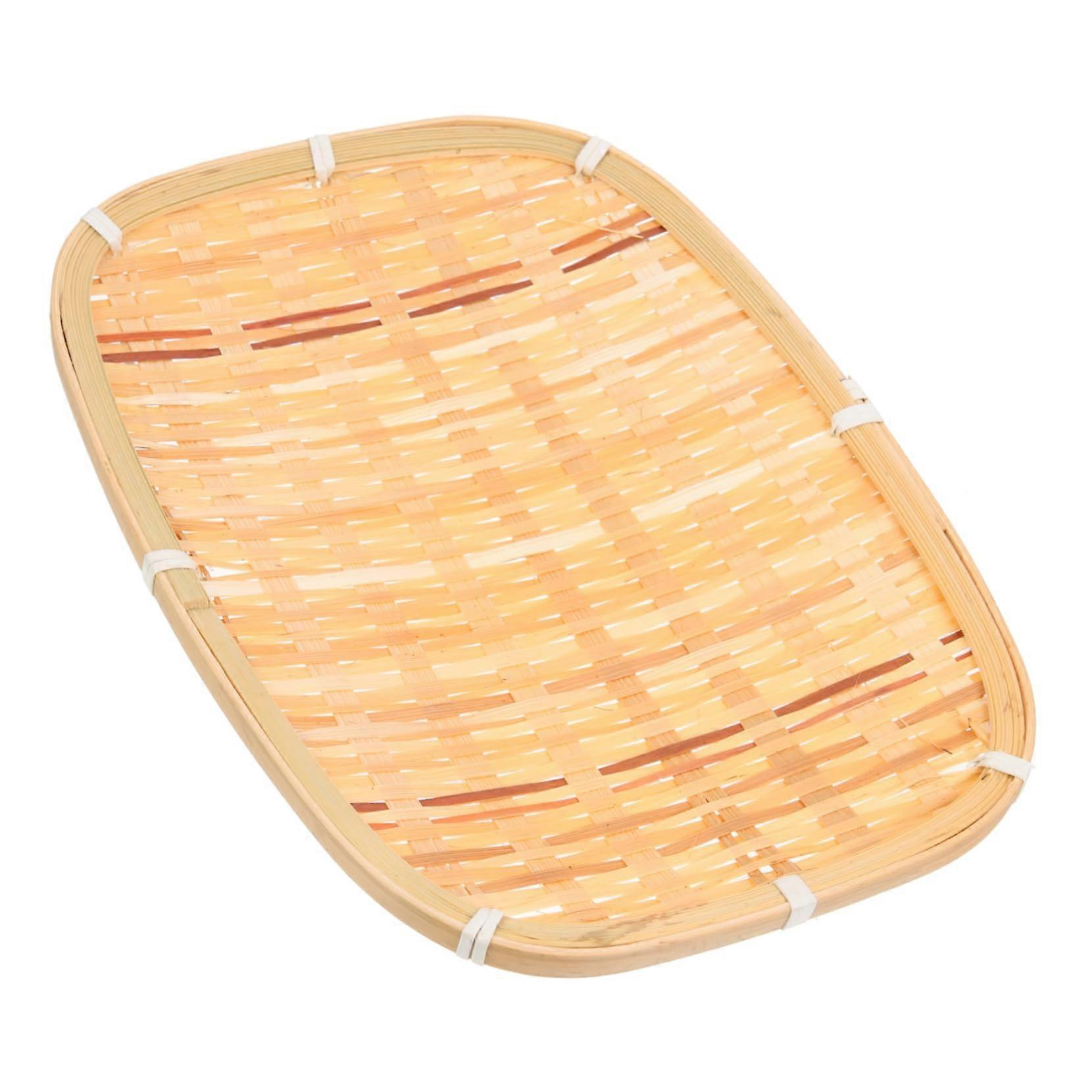 Bamboo Serving Tray with Elegant Layered Weave for Snacks Desserts Sashimi and Table Display