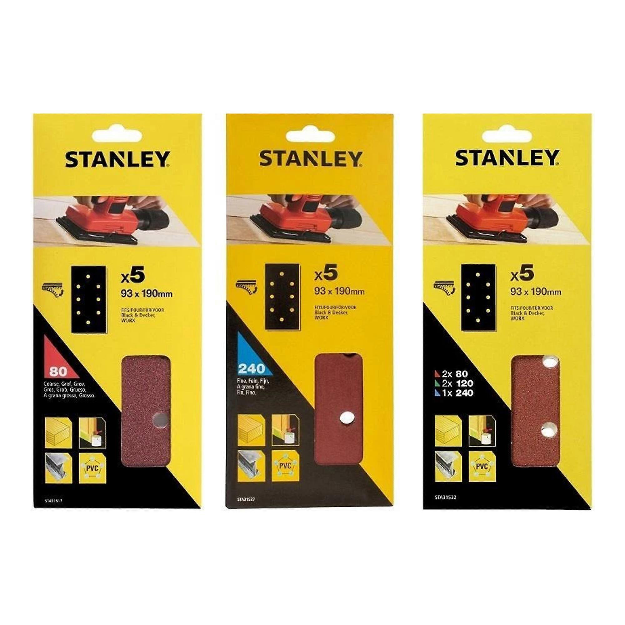 Stanley Assorted Grits 1/3 Sander Sheets (Pack of 5)
