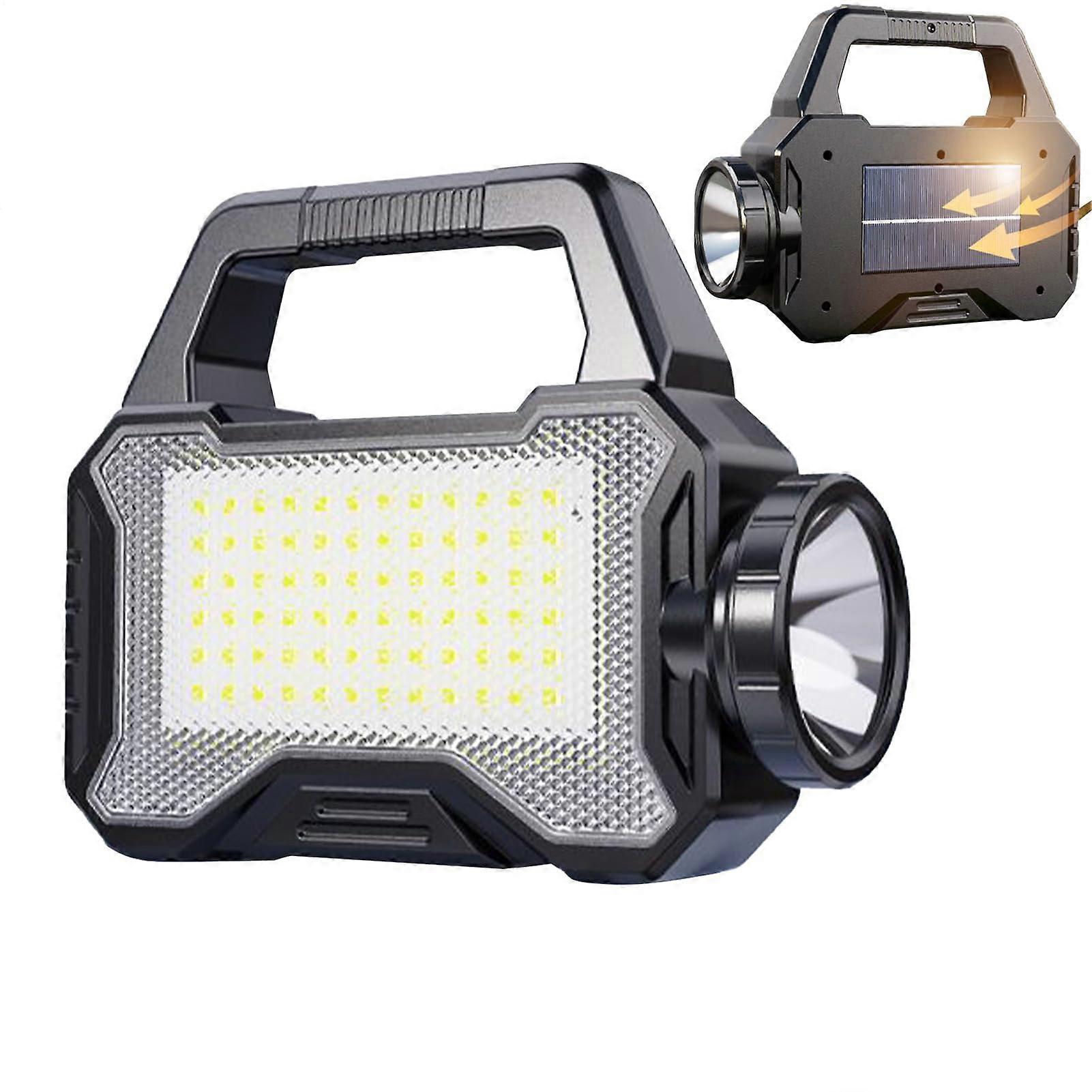 Solar Powered Flashlight Rechargeable LED Work Light Waterproof Survival Torch with 3 Lighting Modes for Camping Hiking