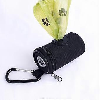 Cloth Dog Poop Bag Dispenser, Canine Poop Bag Holder With Carabiner - Black