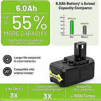 POWITEC 2Pack P108 18V 6.0Ah Battery Replace for Ryobi 18V ONE+ Battery POWITEC 2Pack P108 18V 6.0Ah Battery Replace for Ryobi 18V ONE+ Battery