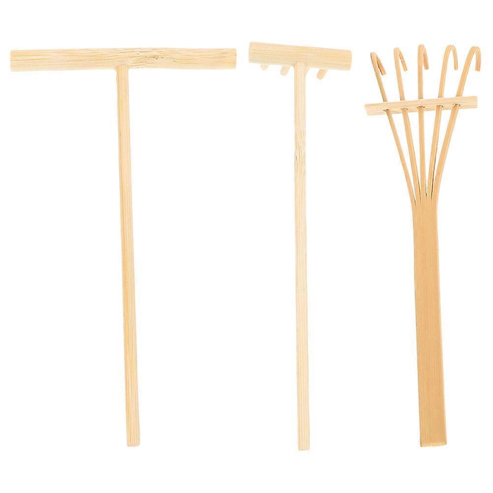 Sand Rake Bamboo Mini Garden Tools for Decoration 1Set Durable Sand Table Rakes